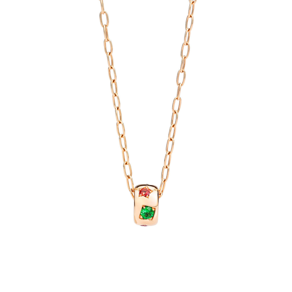 Pomellato Iconica Halskette mit Anhänger (PCB9010O7000000VA) aus Roségold mit Saphir, Spinell, Tansanit und Tsavorit