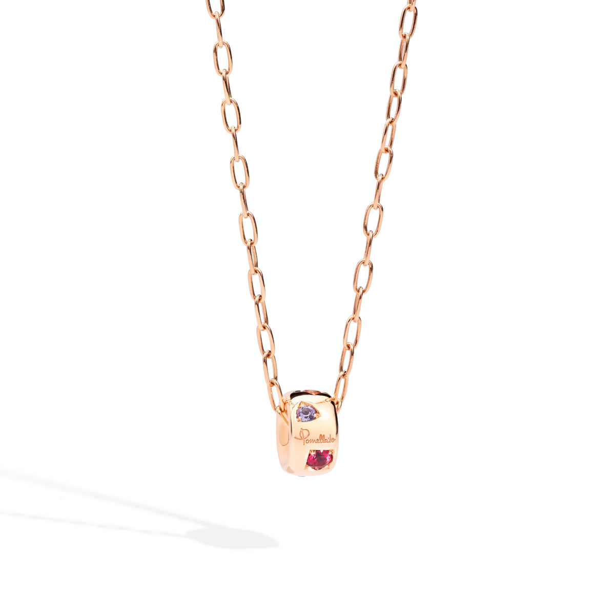 Pomellato Iconica Halskette mit Anhänger (PCB9010O7000000VA) aus Roségold mit Saphir, Spinell, Tansanit und Tsavorit
