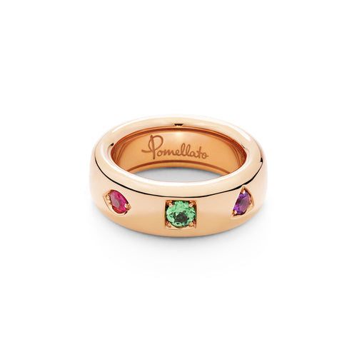 Pomellato Iconica Ring (PAC6040O7000000VA) aus Roségold mit Amethyst, Rubin und Tsavorit