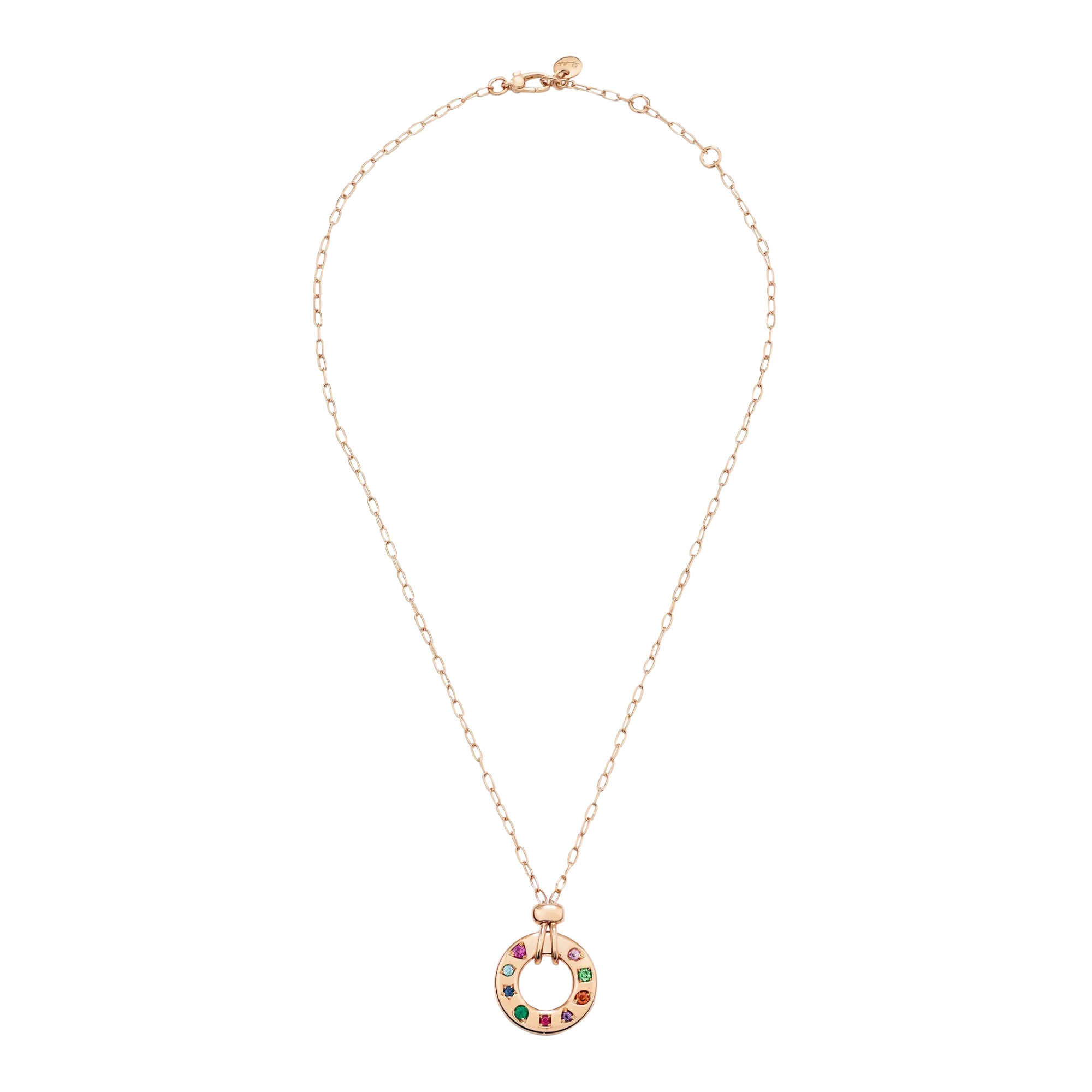 Pomellato Iconica Wendbare Halskette Mit Anhänger (PCC5041O7000000VA) aus Roségold mit Amethyst, Rubin, Saphir, Smaragd und Tsavorit