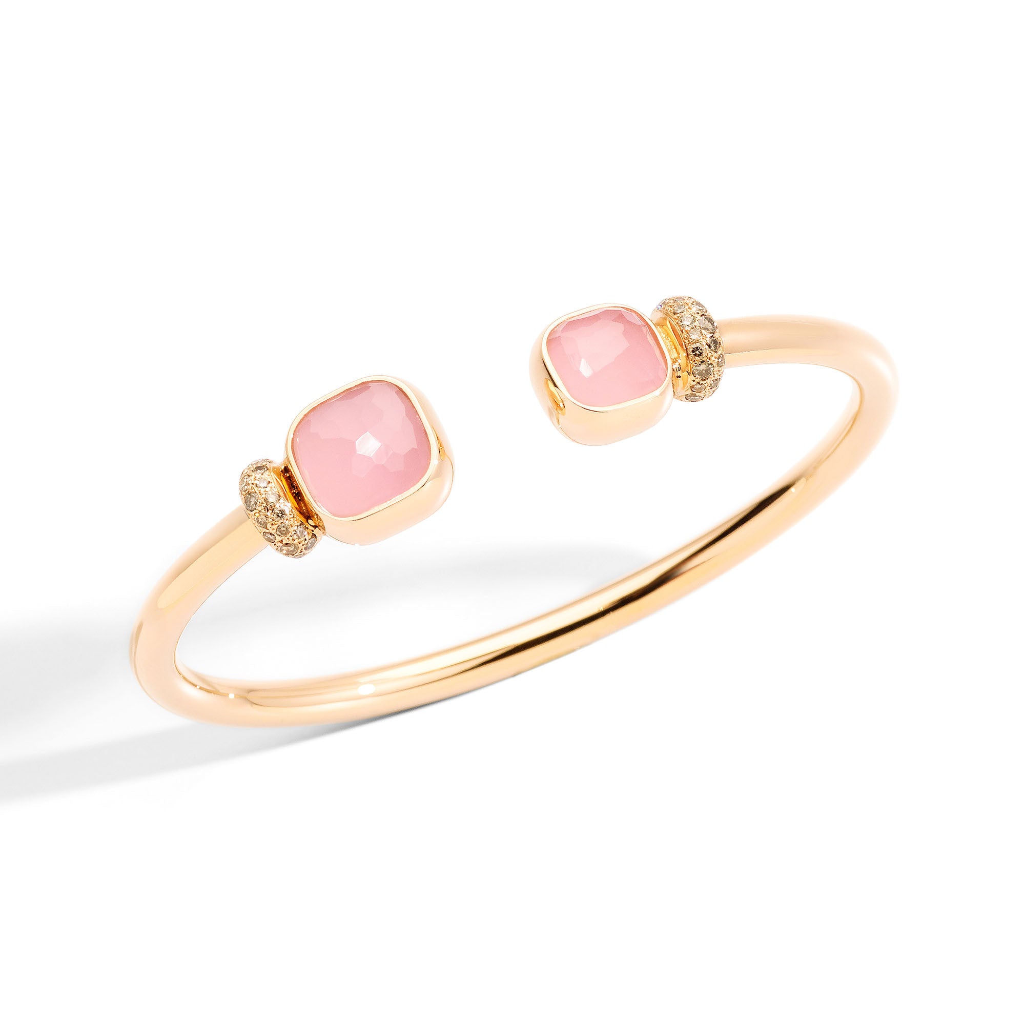 Pomellato Nudo Armreif (PBC1006O7000BRQRC) aus Roségold mit Diamant und Rosenquarz