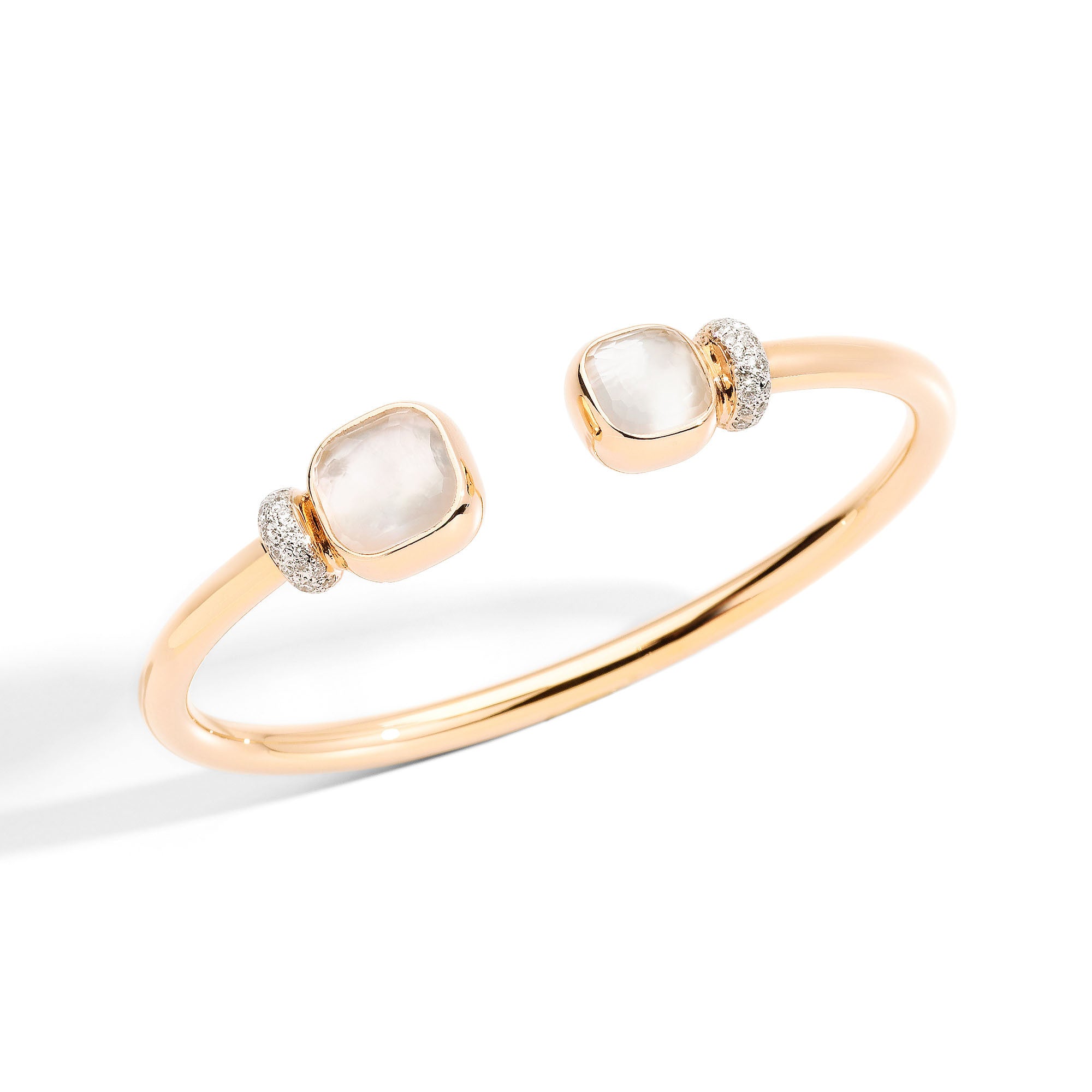 Pomellato Nudo Armreif (PBC1006O7WHRBTBMP) aus Roségold mit Diamant, Perlmutt und Topas