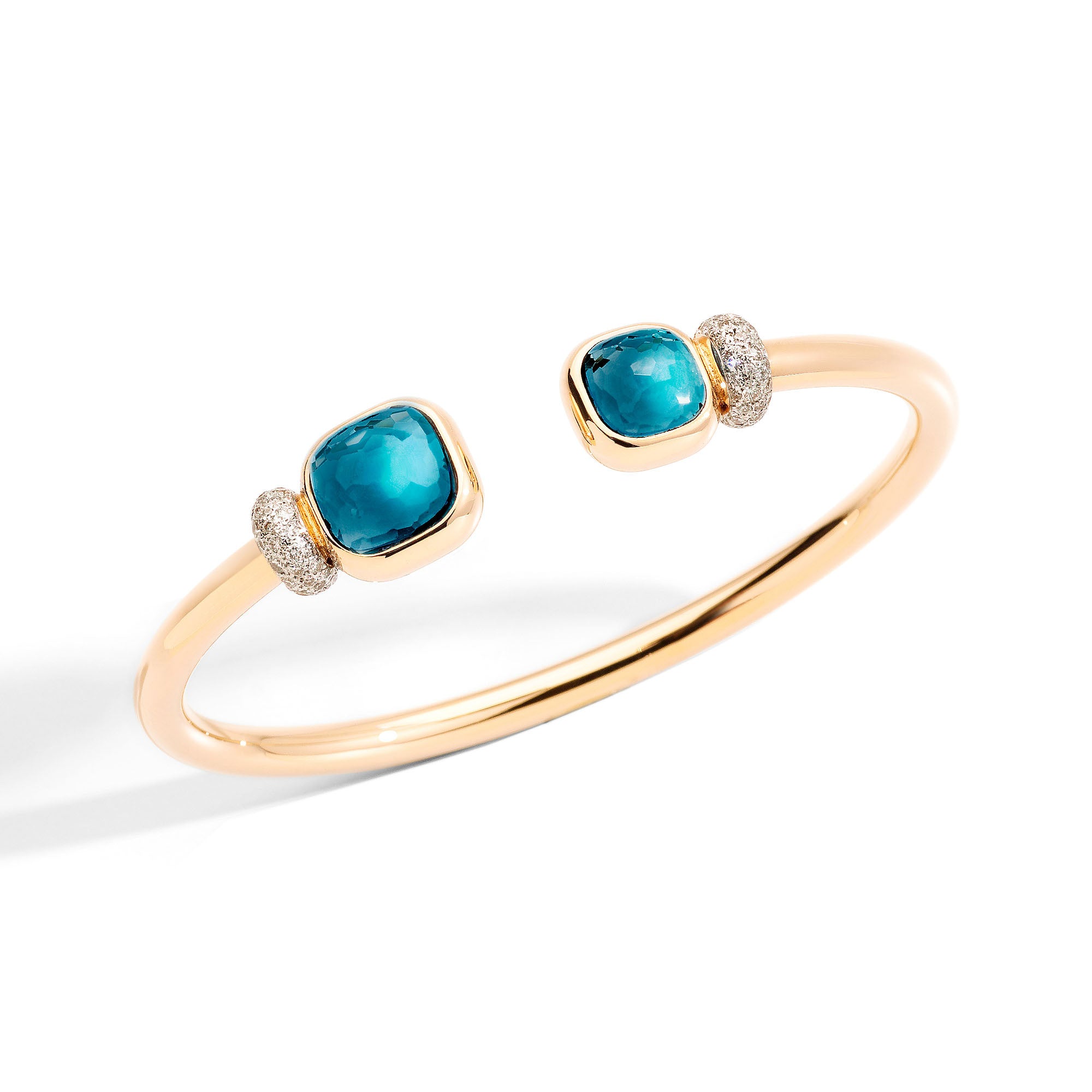 Pomellato Nudo Armreif (PBC1006O7WHRDB0TL) aus Roségold mit Blautopas und Diamant