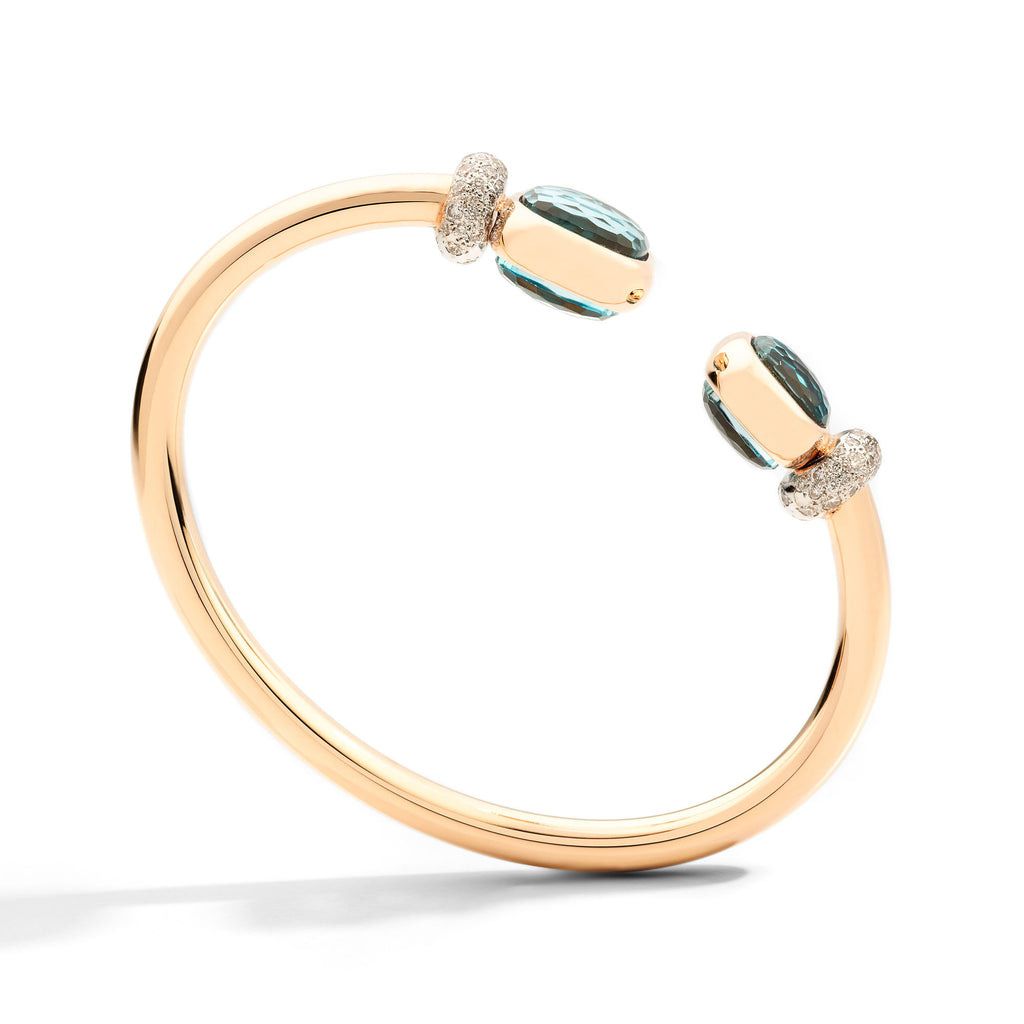 Pomellato Nudo Armreif (PBC1006O7WHRDB0TL) aus Roségold mit Blautopas und Diamant