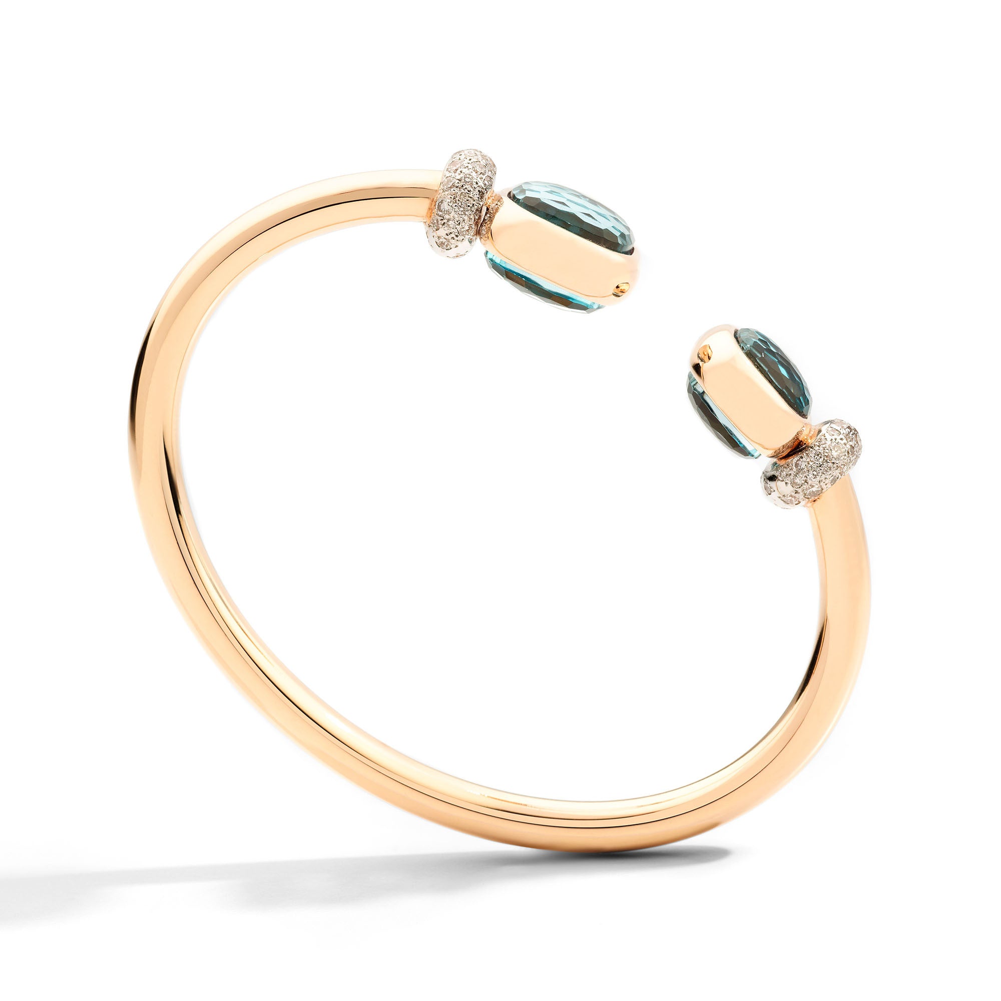 Pomellato Nudo Armreif (PBC1006O7WHRDB0TL) aus Roségold mit Blautopas und Diamant