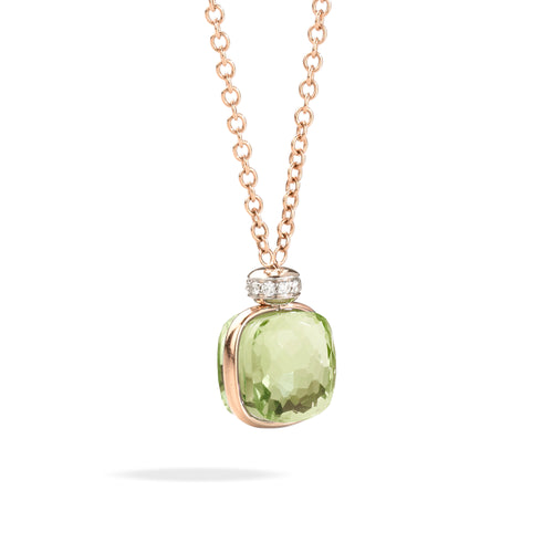 Pomellato Nudo Classic Halskette mit Anhänger (PCC2022O6WHRDB0PA) aus Bicolor-Gold mit Diamant und Prasiolith