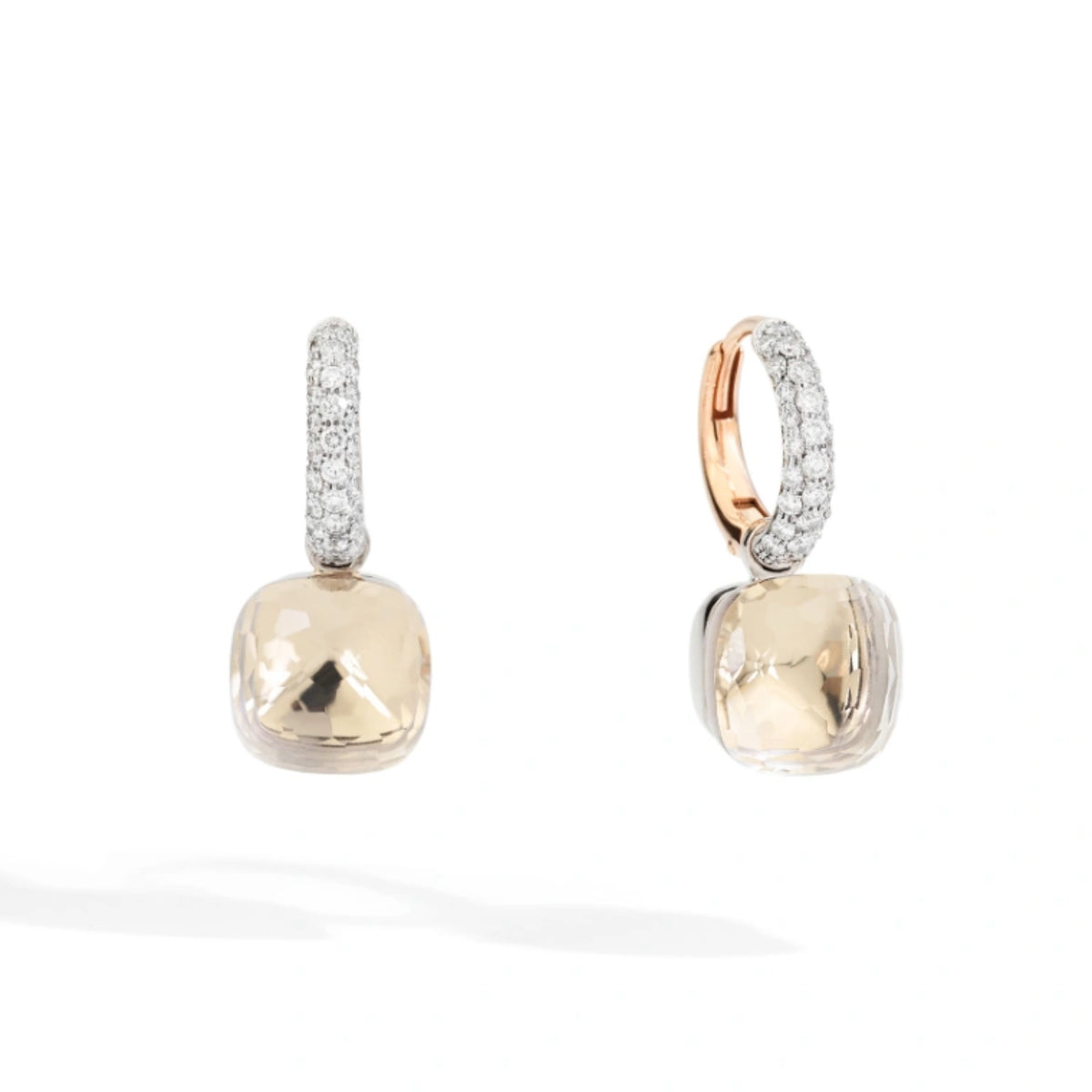 Pomellato Nudo Classic Ohrringe (POB4010O6WHRDB0TB) aus Bicolor-Gold mit Diamant und Topas