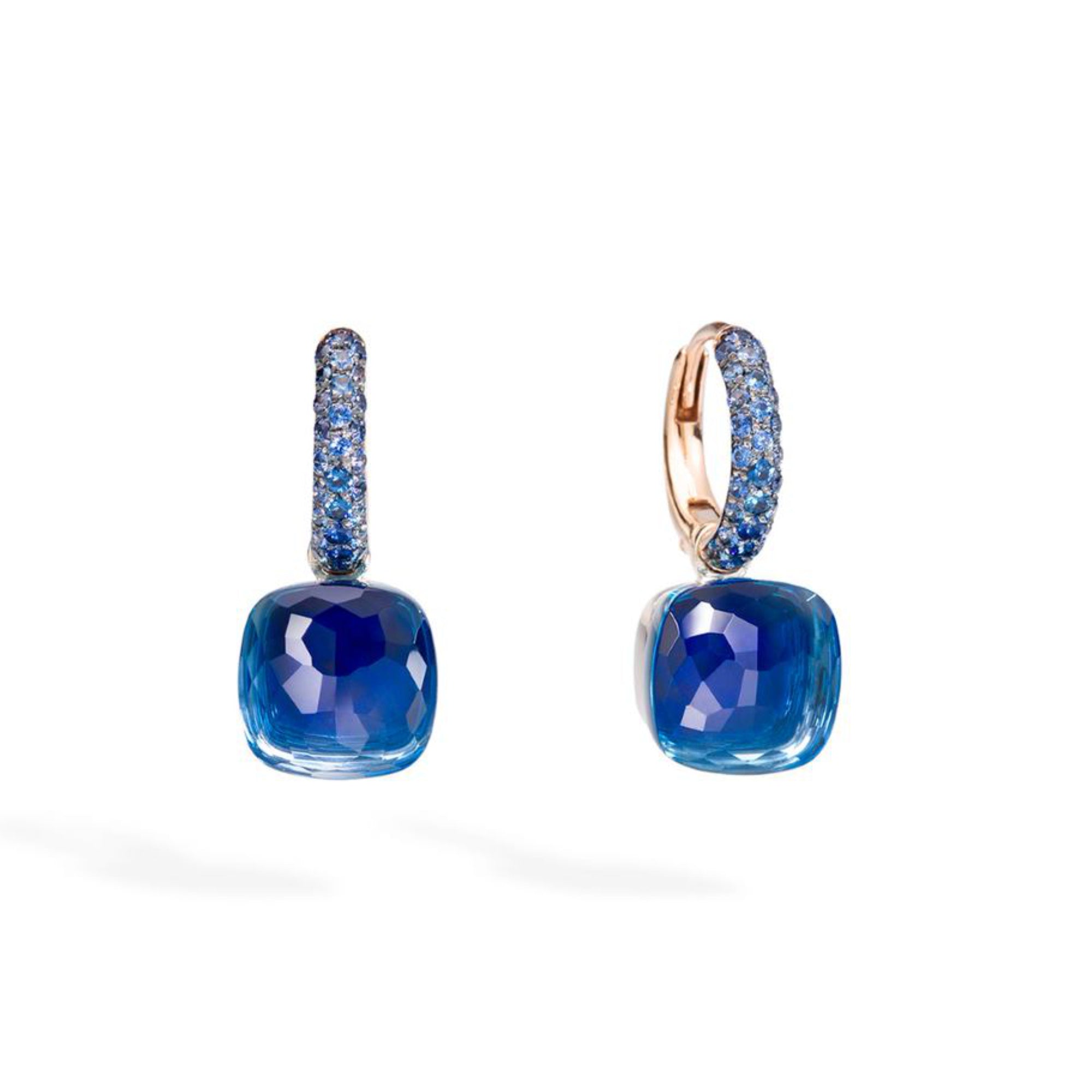Pomellato Nudo Classic Ohrringe (POC3000O6BKRZALTL) aus Bicolor-Gold mit Lapislazuli, Saphir und Topas