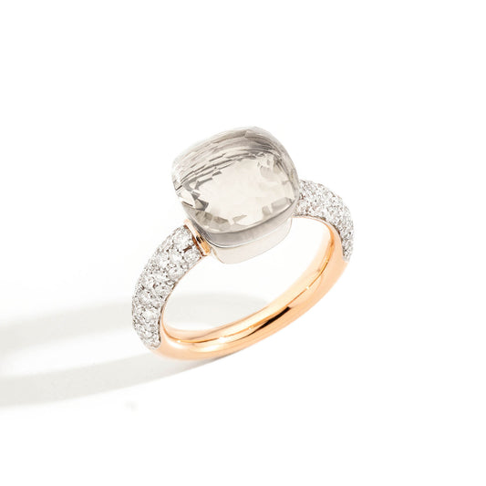 Pomellato Nudo Classic Ring (PAC0040O6WHRDB0TB) aus Bicolor-Gold mit Diamant und Topas