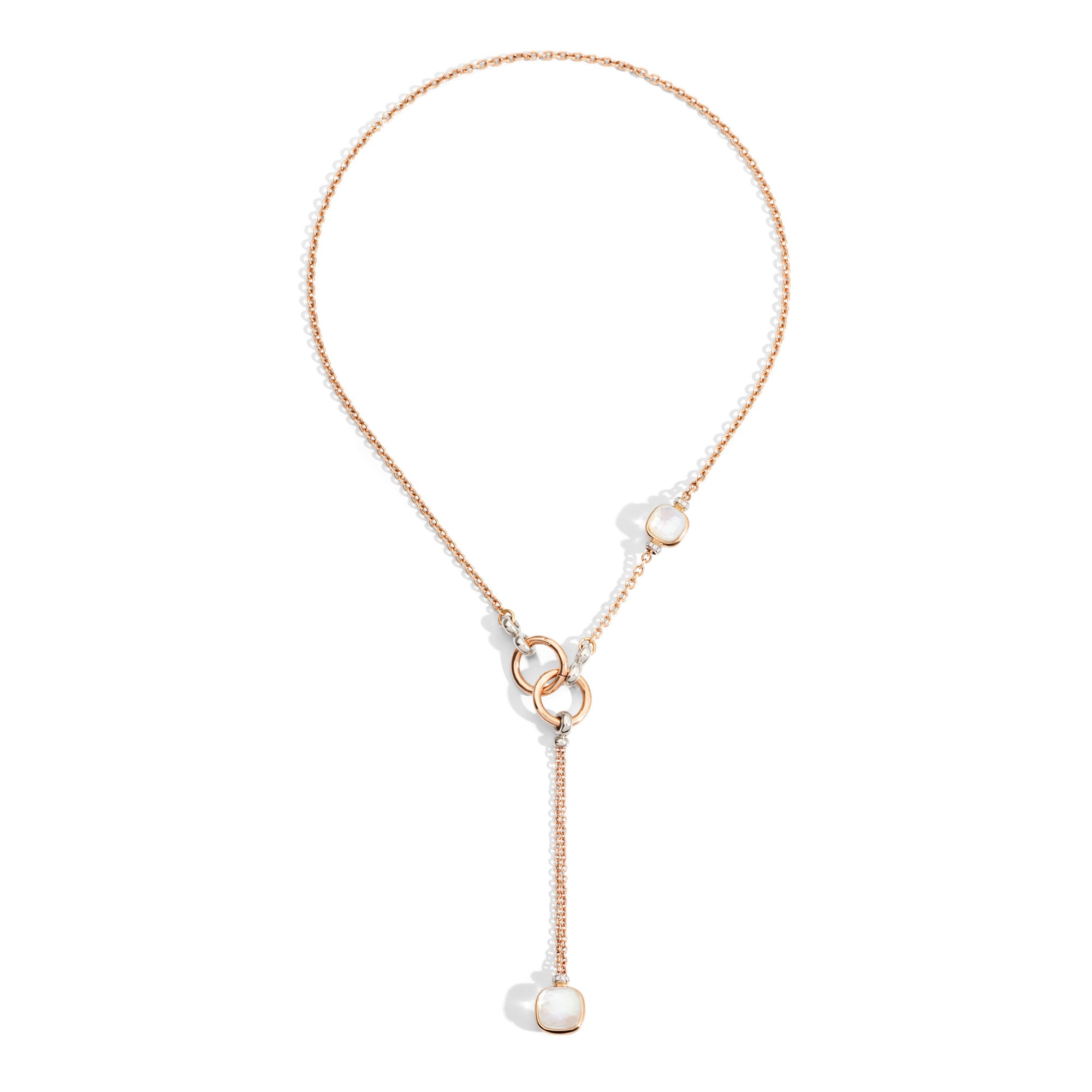 Pomellato Nudo Halskette (PCB9051O6000DB0VA) aus Bicolor-Gold mit Diamant, Perlmutt und Topas