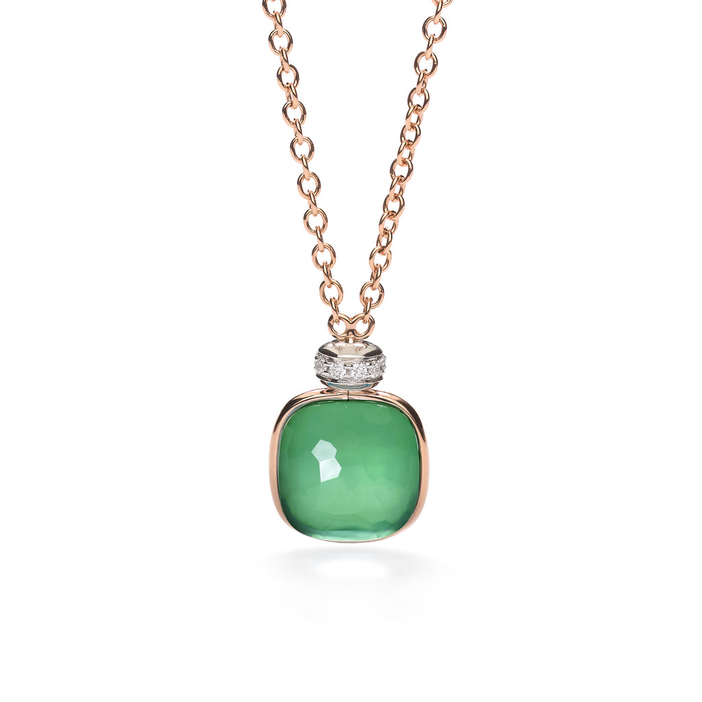 Pomellato Nudo Halskette mit Anhänger (PCC2022O6WHRBPAAV) aus Bicolor-Gold mit Achat, Diamant und Prasiolith
