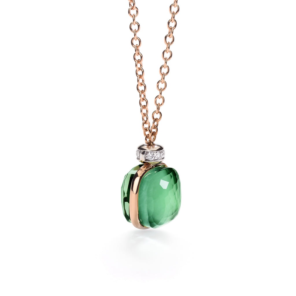 Pomellato Nudo Halskette mit Anhänger (PCC2022O6WHRBPAAV) aus Bicolor-Gold mit Achat, Diamant und Prasiolith