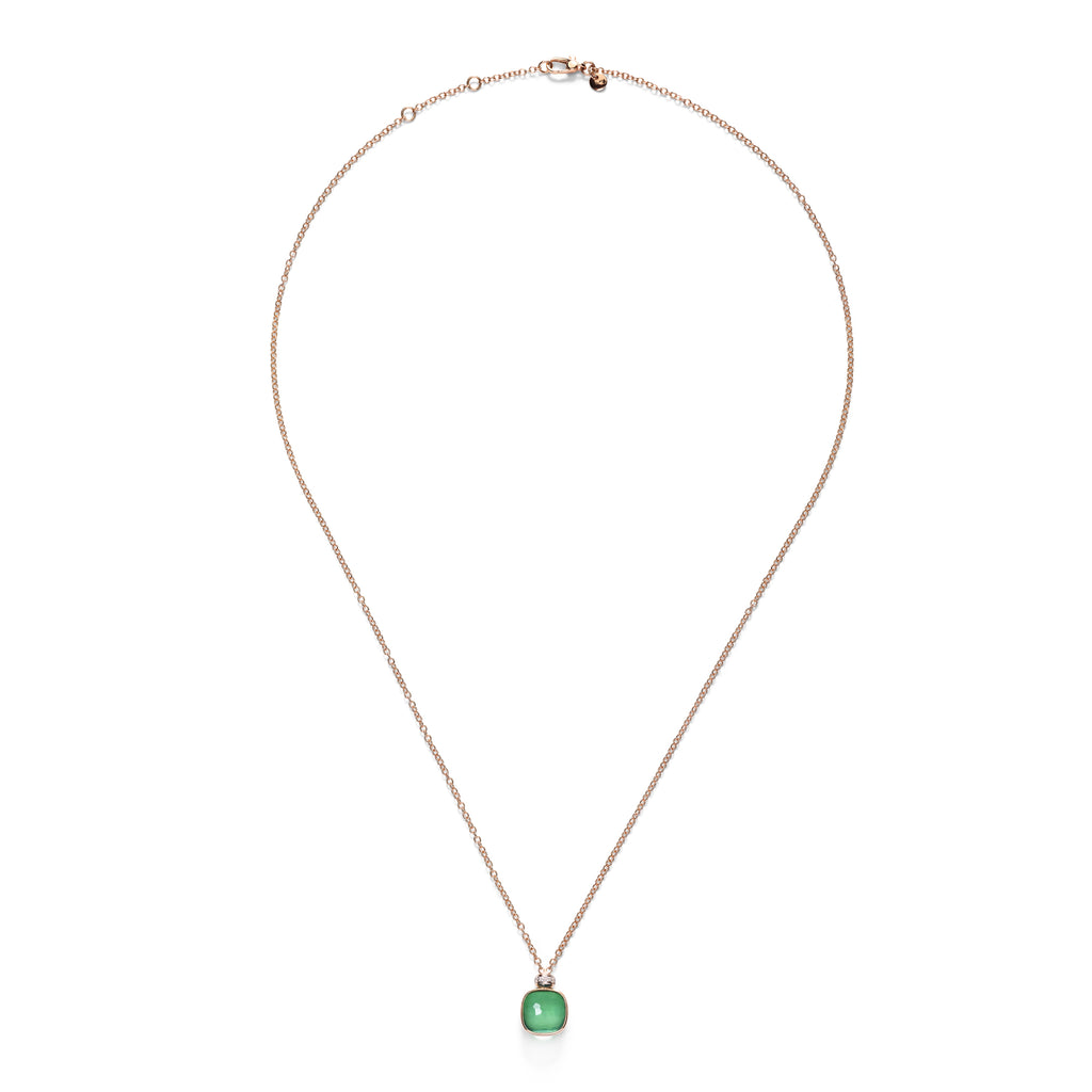 Pomellato Nudo Halskette mit Anhänger (PCC2022O6WHRBPAAV) aus Bicolor-Gold mit Achat, Diamant und Prasiolith