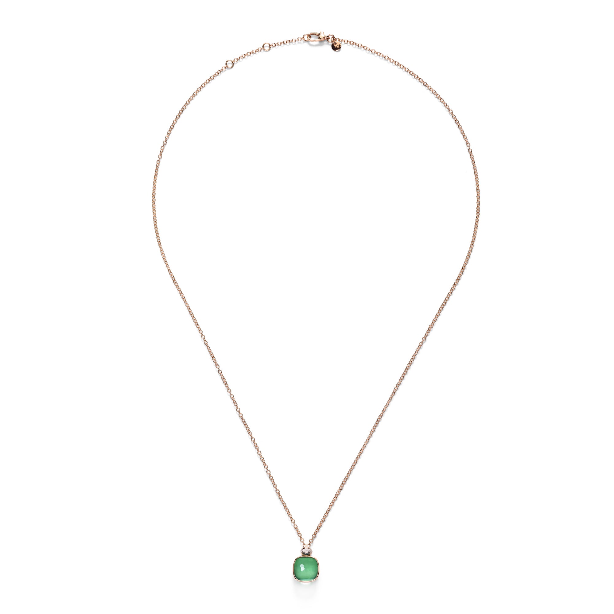 Pomellato Nudo Halskette mit Anhänger (PCC2022O6WHRBPAAV) aus Bicolor-Gold mit Achat, Diamant und Prasiolith