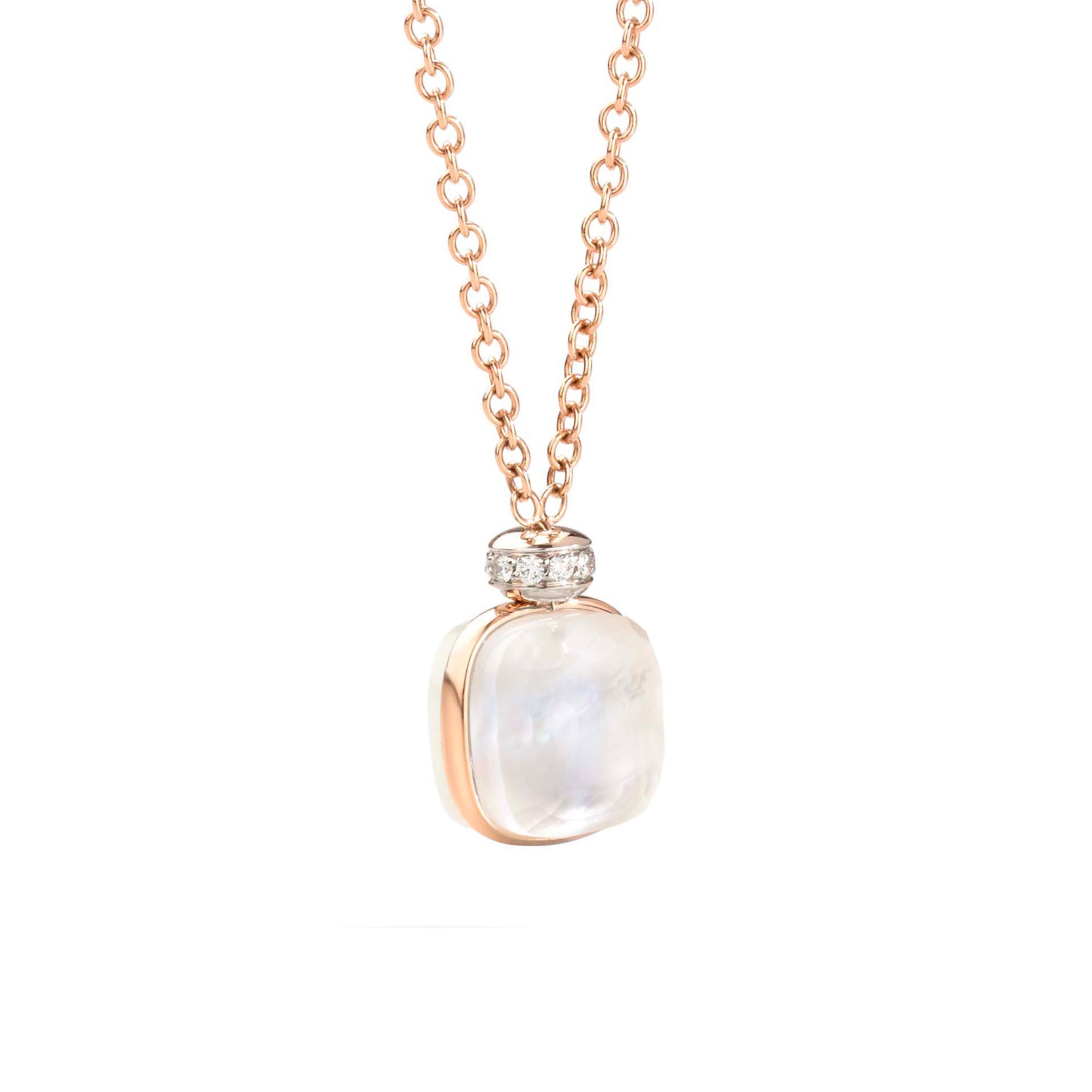 Pomellato Nudo Classic Halskette mit Anhänger (PCC2022O6WHRBTBMP) aus Bicolor-Gold mit Diamant, Perlmutt und Topas