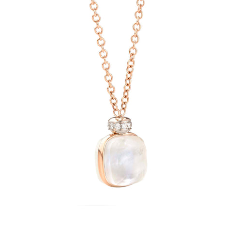 Pomellato Nudo Classic Halskette mit Anhänger (PCC2022O6WHRBTBMP) aus Bicolor-Gold mit Diamant, Perlmutt und Topas