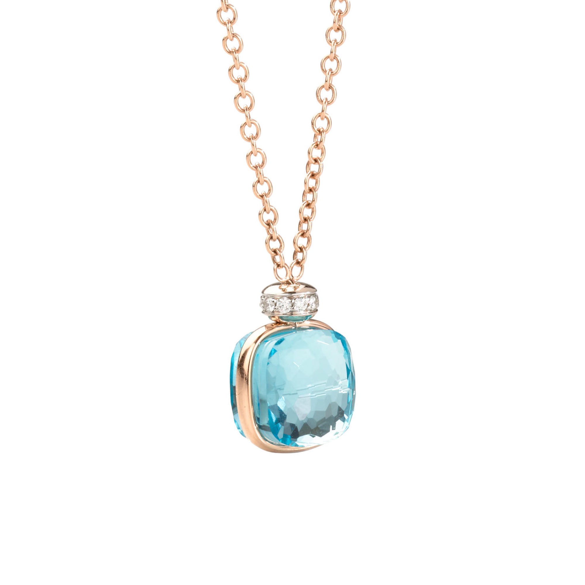 Pomellato Nudo Classic Halskette mit Anhänger (PCC2022O6WHRDB0OY) aus Bicolor-Gold mit Diamant und Topas