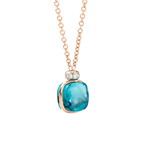 Pomellato Nudo Classic Halskette mit Anhänger (PCC2022O6WHRDB0TL) aus Bicolor-Gold mit Blautopas und Diamant