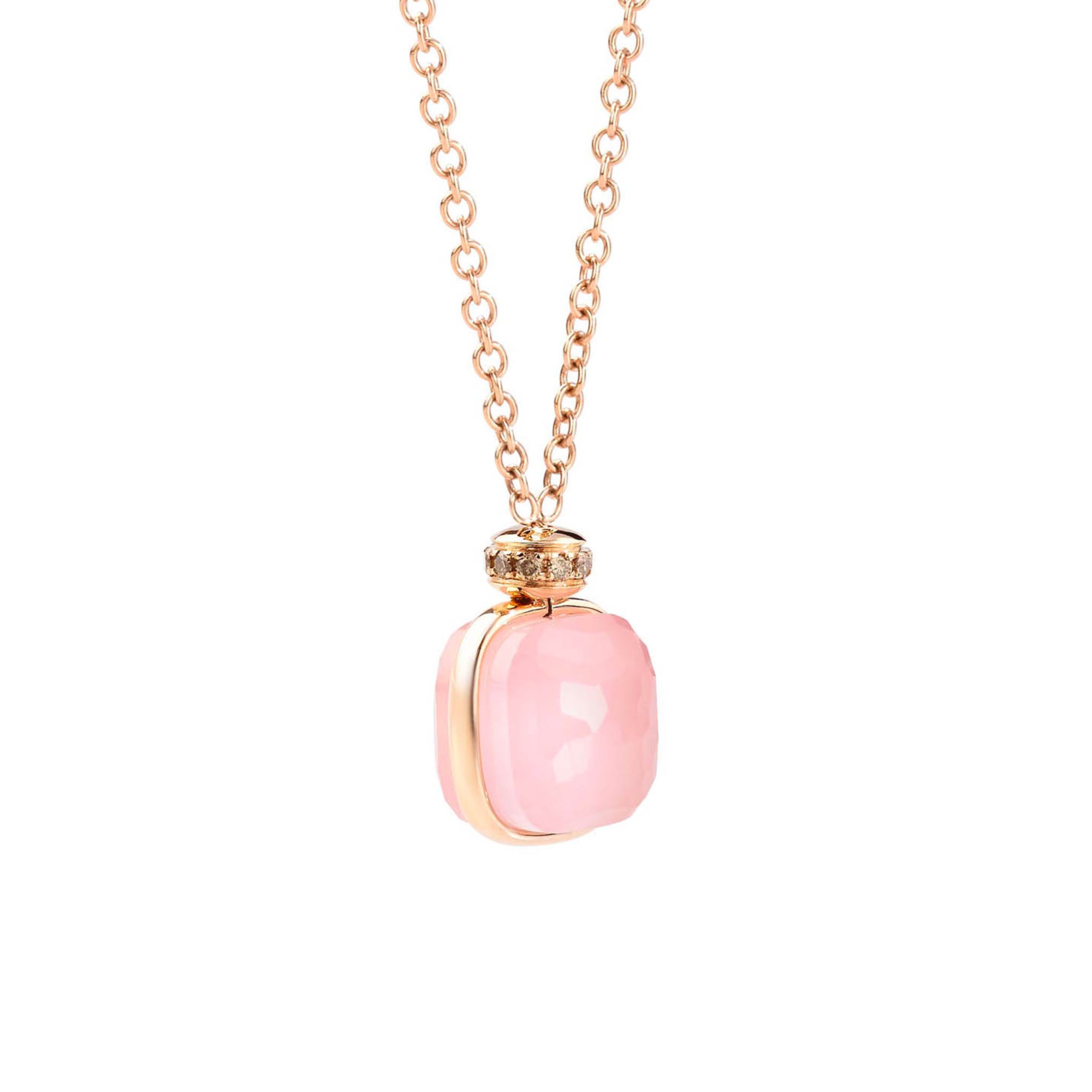 Pomellato Nudo Classic Halskette mit Anhänger (PCC2022O7000BRCQR) aus Roségold mit Diamant, Chalcedon und Rosenquarz