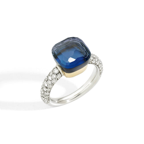 Pomellato Nudo klassischer Ring (PAC0040O6WHRB0TTU) aus Bicolor-Gold mit Diamant, Topas und Türkis