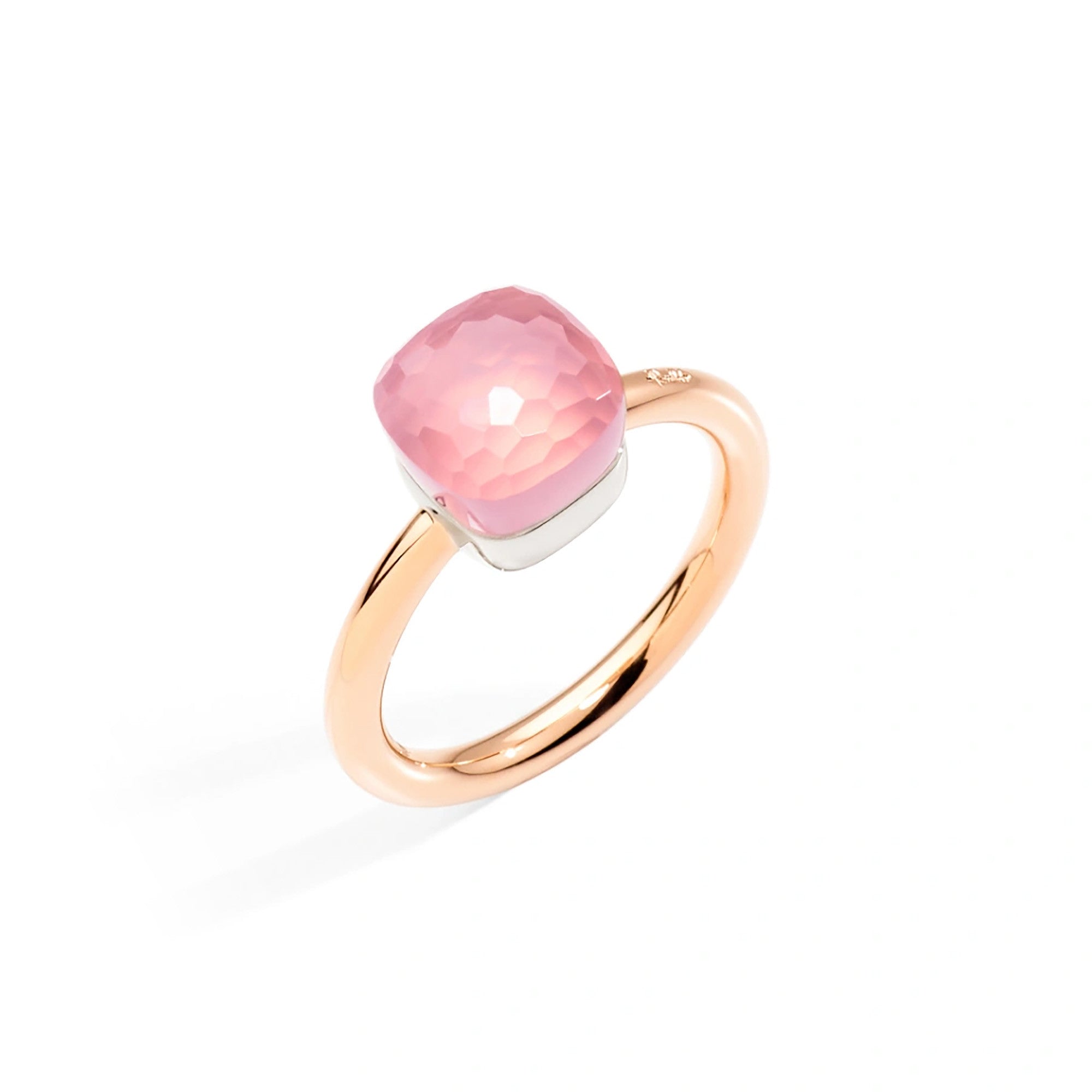 Pomellato Nudo kleiner Ring (PAB4030O6000000QR) aus Bicolor-Gold mit Rosenquarz