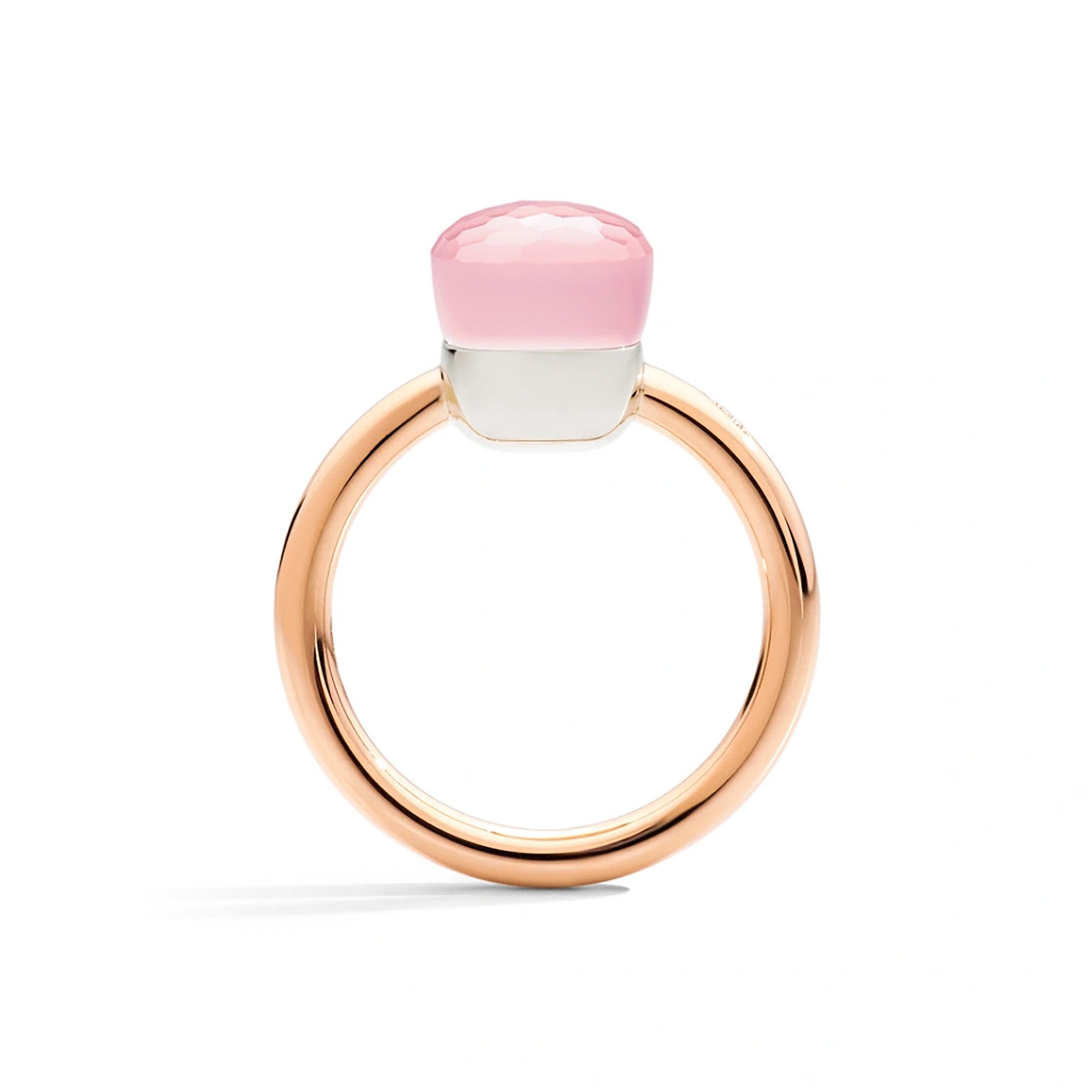 Pomellato Nudo kleiner Ring (PAB4030O6000000QR) aus Bicolor-Gold mit Rosenquarz