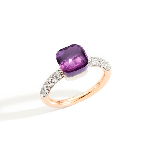 Pomellato Nudo kleiner Ring (PAB7040O6WHRDB0OI) aus Bicolor-Gold mit Amethyst und Diamant
