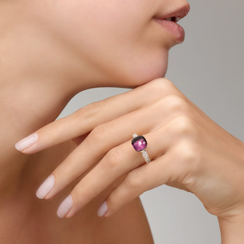 Pomellato Nudo kleiner Ring (PAB7040O6WHRDB0OI) aus Bicolor-Gold mit Amethyst und Diamant