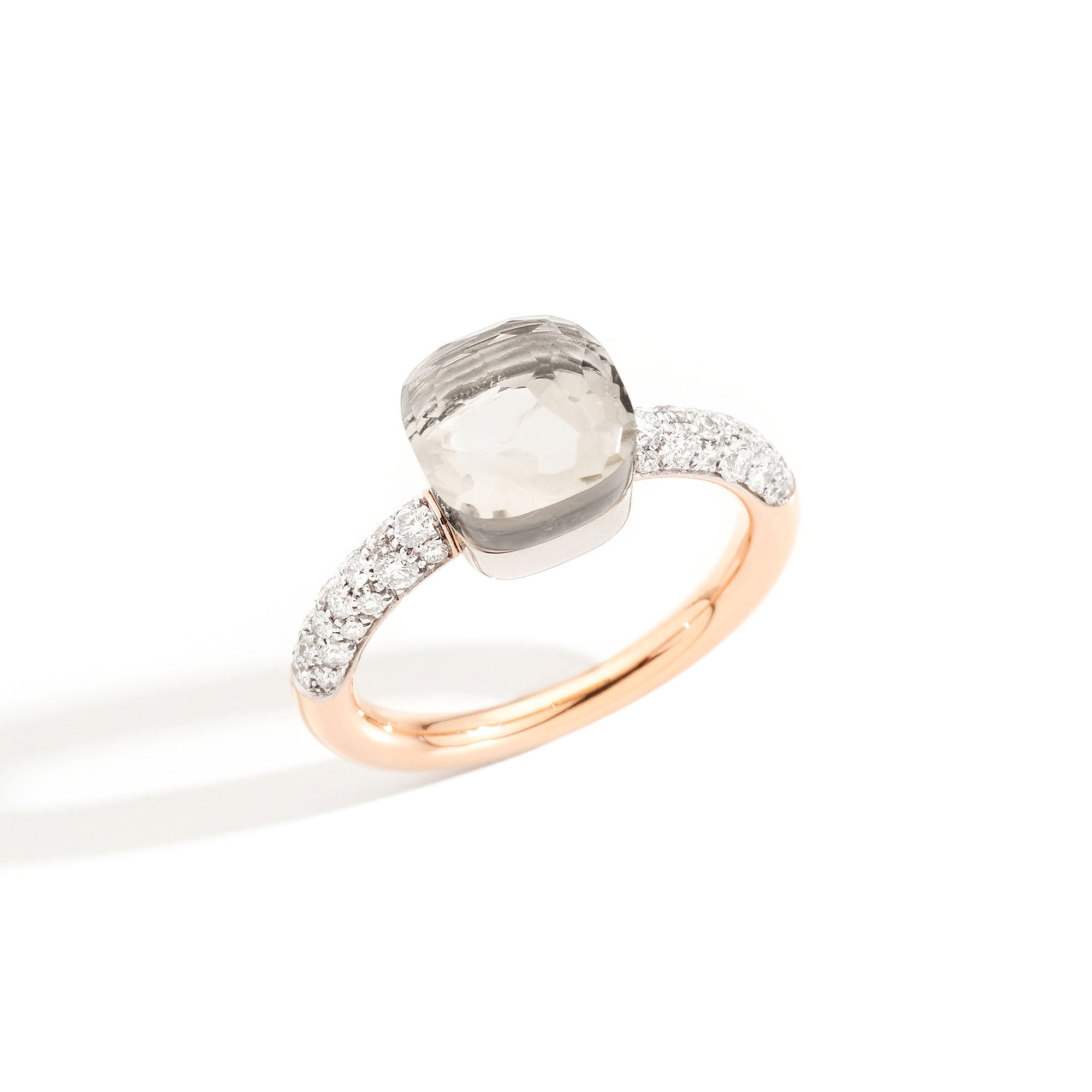 Pomellato Nudo kleiner Ring (PAB7040O6WHRDB0TB) aus Bicolor-Gold mit Diamant und Topas