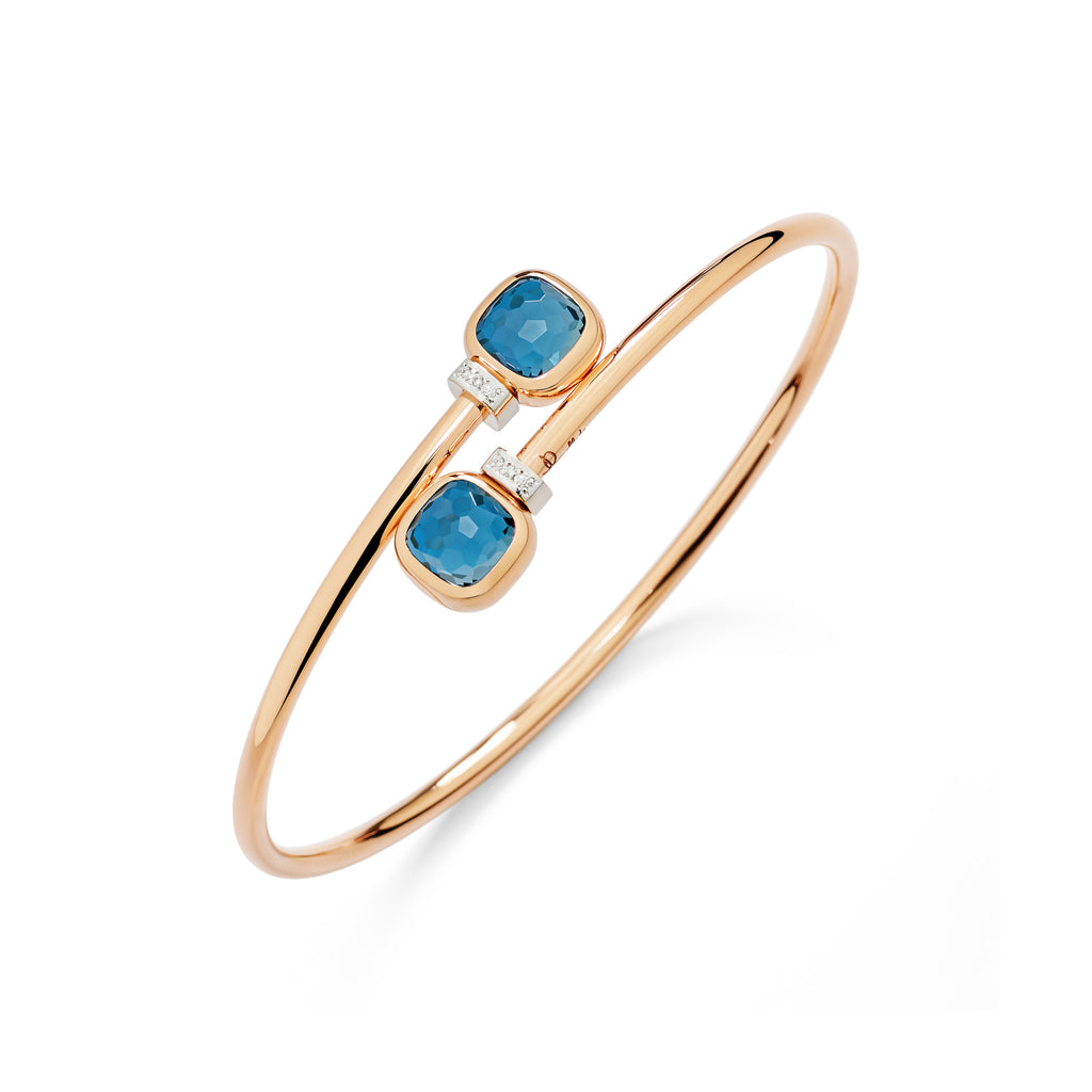 Pomellato Nudo Mini Armreif (PBC5020O6WHRDB0TL) aus Bicolor-Gold mit Diamant und Topas