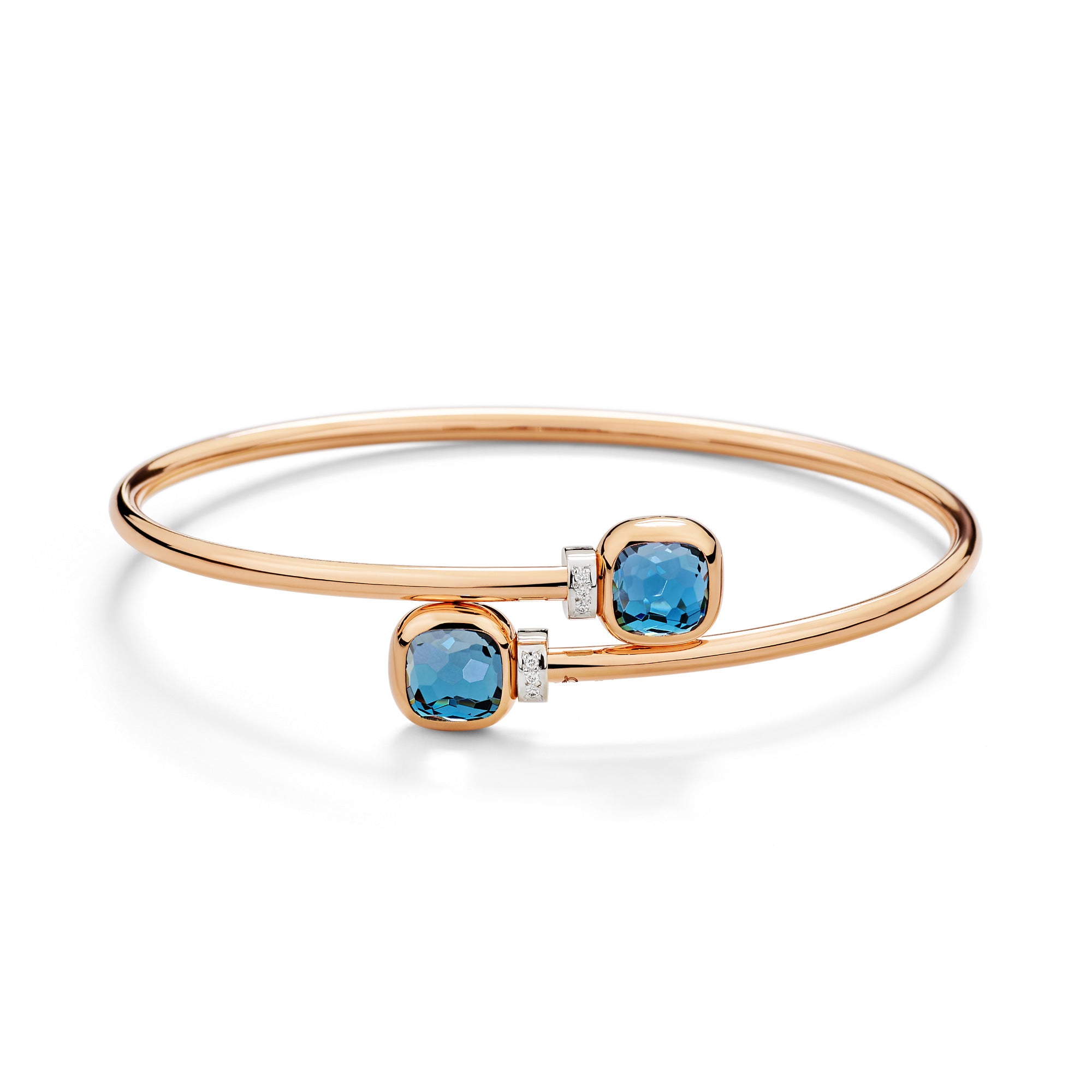 Pomellato Nudo Mini Armreif (PBC5020O6WHRDB0TL) aus Bicolor-Gold mit Diamant und Topas