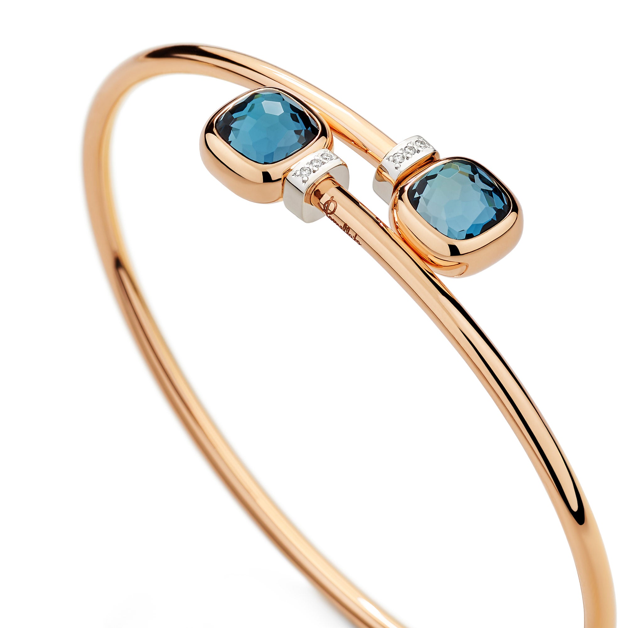 Pomellato Nudo Mini Armreif (PBC5020O6WHRDB0TL) aus Bicolor-Gold mit Diamant und Topas