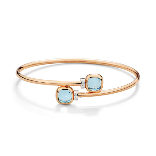 Pomellato Nudo Mini Armreif (PBC5020O6WHRDB0YY) aus Bicolor-Gold mit Diamant und Topas