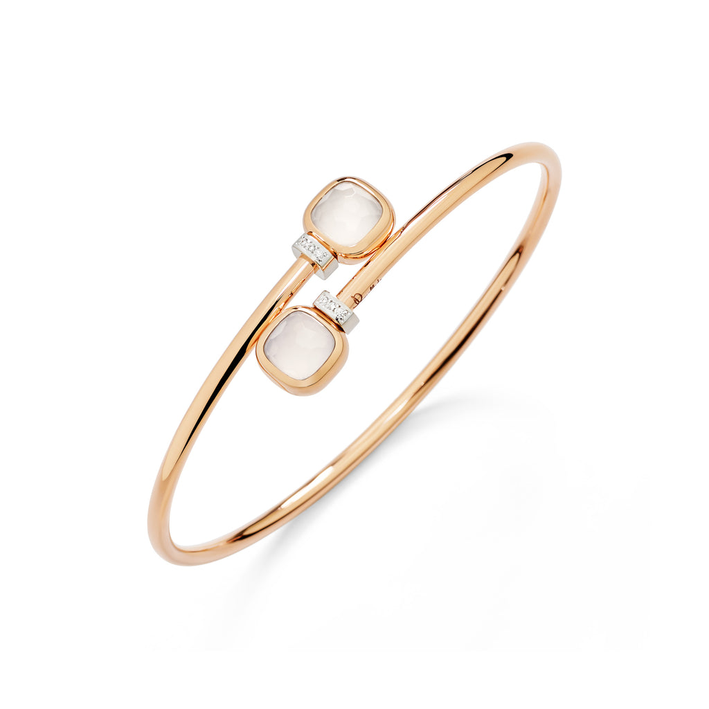 Pomellato Nudo Mini Armreif (PBC5020O6WHRDBQLT) aus Bicolor-Gold mit Diamant