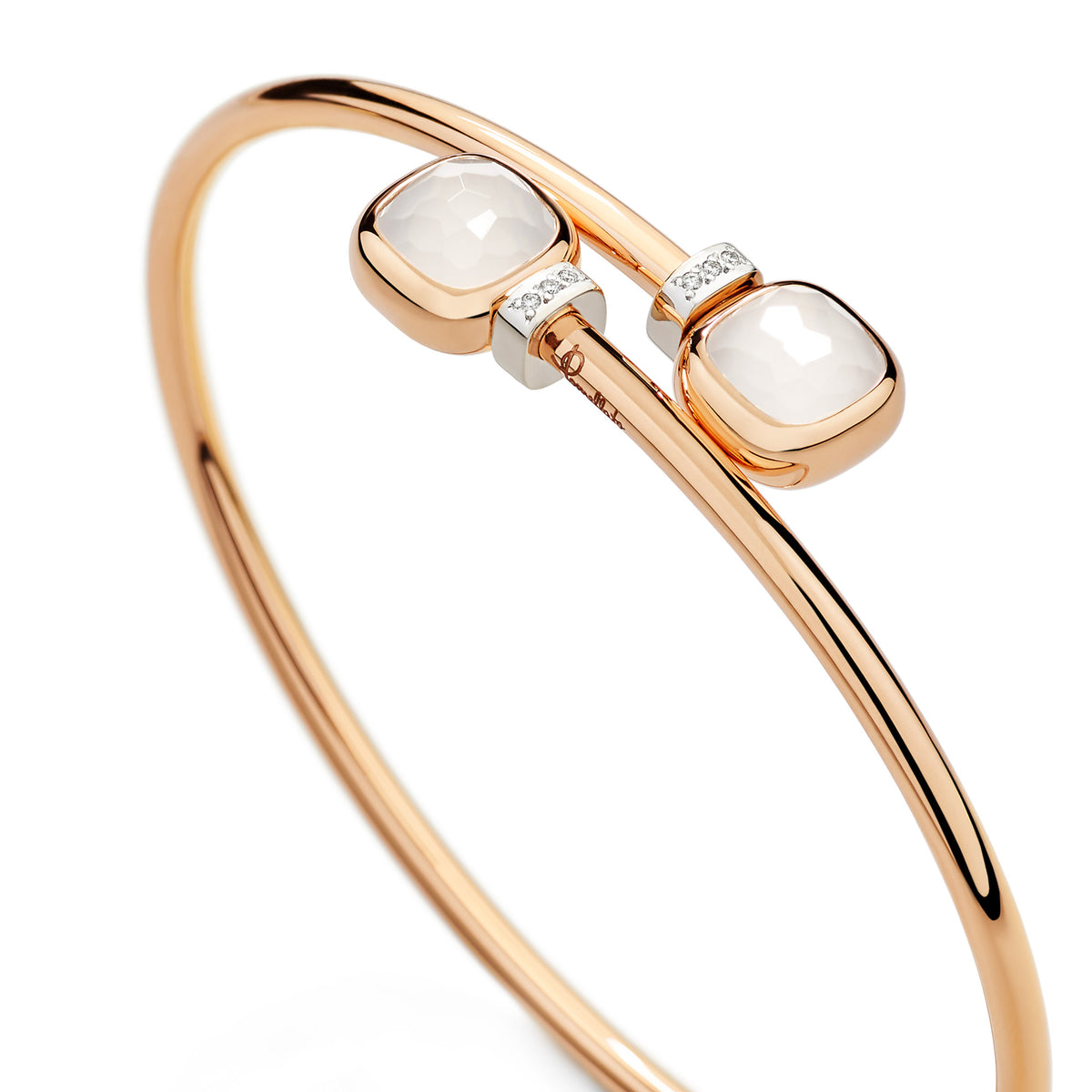 Pomellato Nudo Mini Armreif (PBC5020O6WHRDBQLT) aus Bicolor-Gold mit Diamant