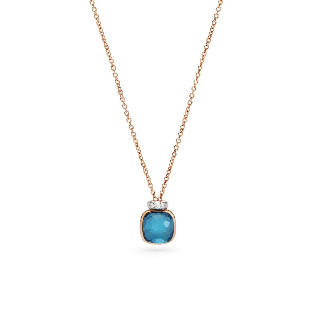 Pomellato Nudo Mini Halskette mit Anhänger (PCC5020O6WHRDB0TL) aus Bicolor-Gold mit Diamant und Topas
