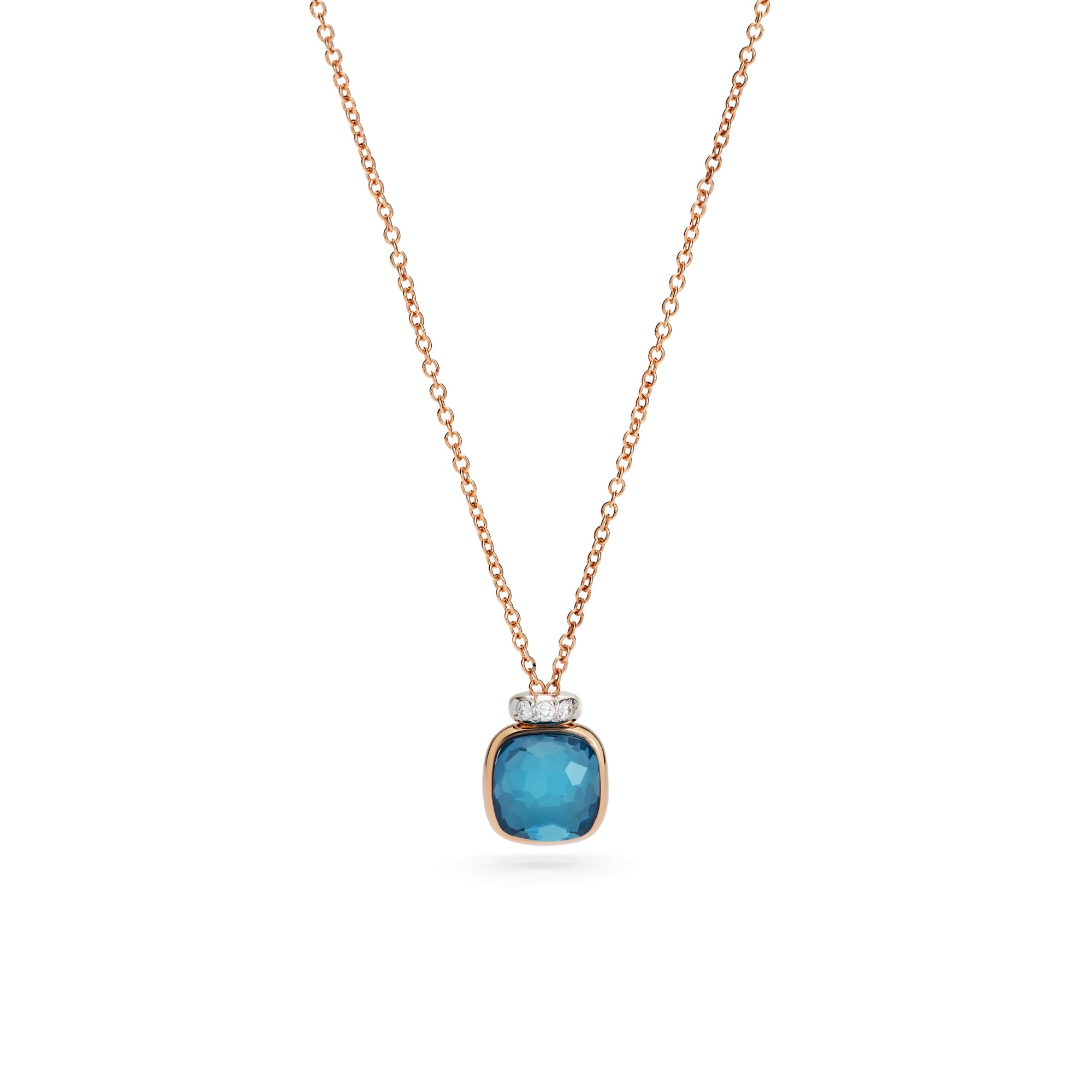 Pomellato Nudo Mini Halskette mit Anhänger (PCC5020O6WHRDB0TL) aus Bicolor-Gold mit Diamant und Topas
