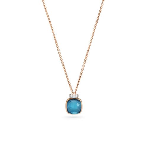 Pomellato Nudo Mini Halskette mit Anhänger (PCC5020O6WHRDB0TL) aus Bicolor-Gold mit Diamant und Topas