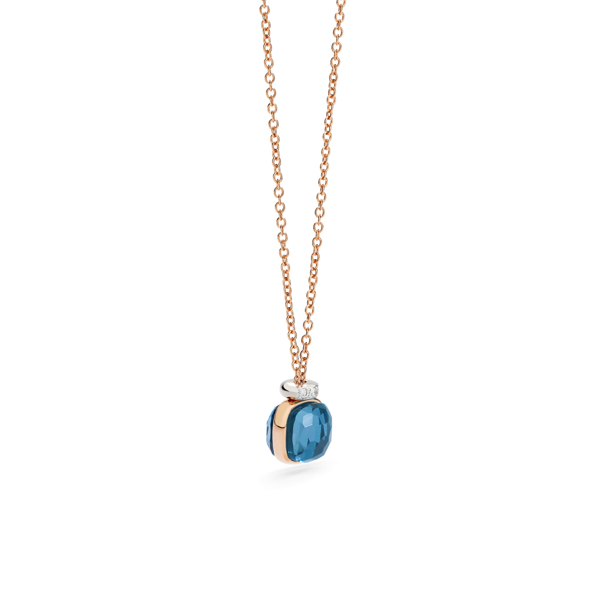 Pomellato Nudo Mini Halskette mit Anhänger (PCC5020O6WHRDB0TL) aus Bicolor-Gold mit Diamant und Topas
