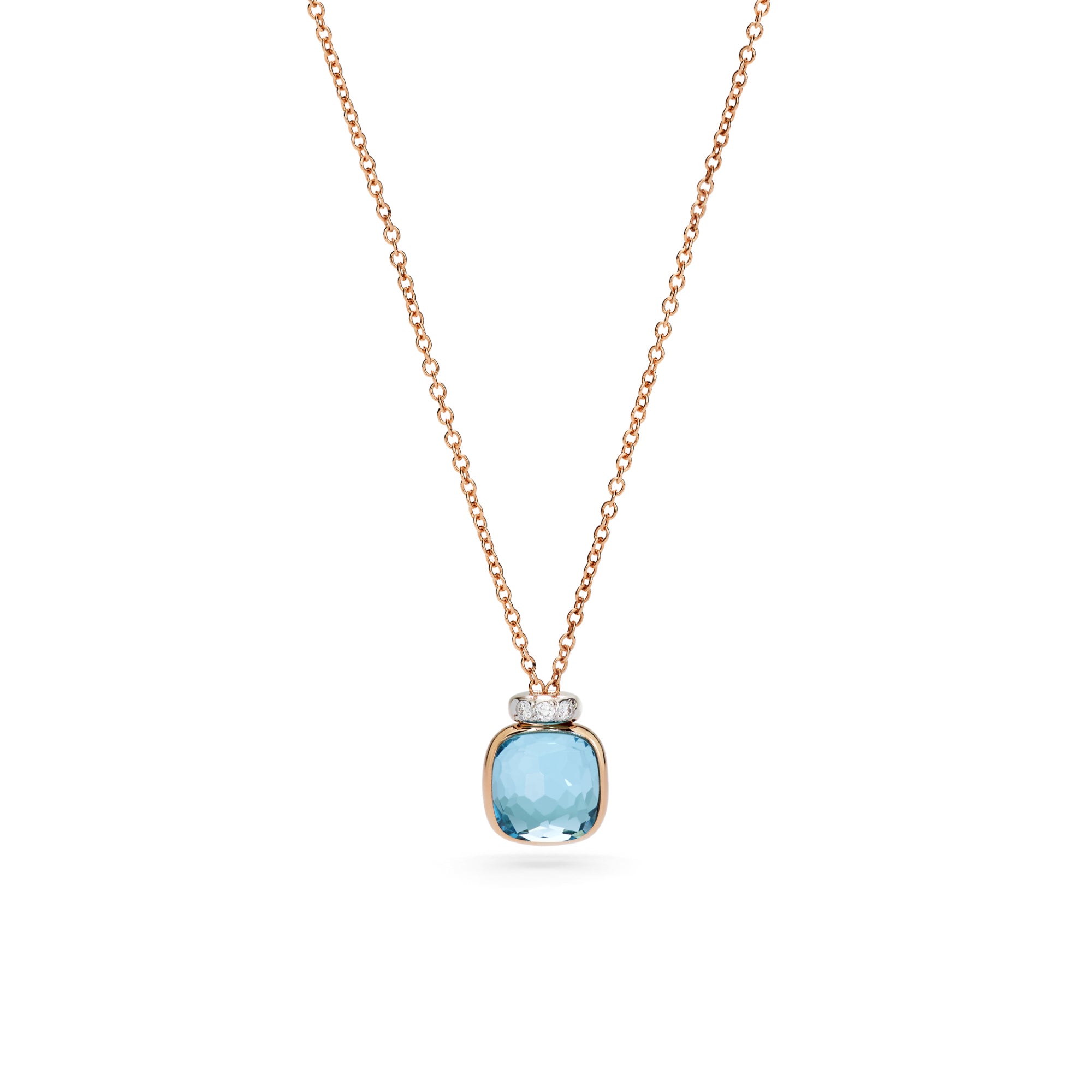 Pomellato Nudo Mini Halskette mit Anhänger (PCC5020O6WHRDB0YY) aus Bicolor-Gold mit Diamant und Topas