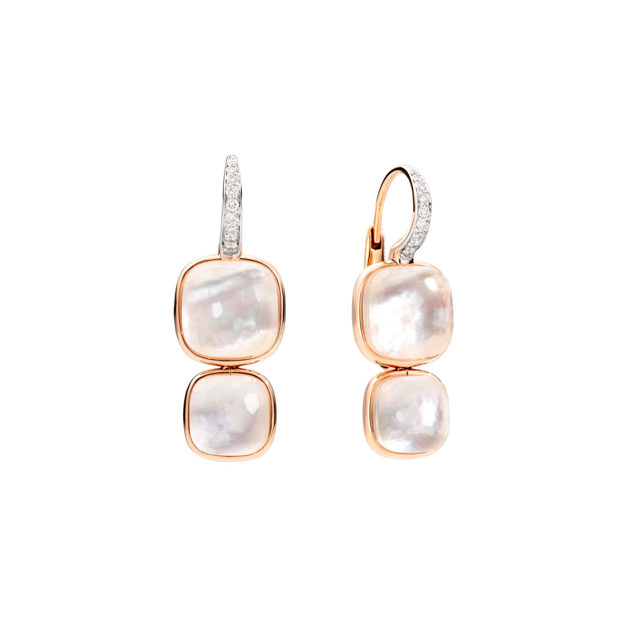 Pomellato Nudo Ohrhänger (POC2025O7WHRBTBMP) aus Roségold mit Diamant, Perlmutt und Topas