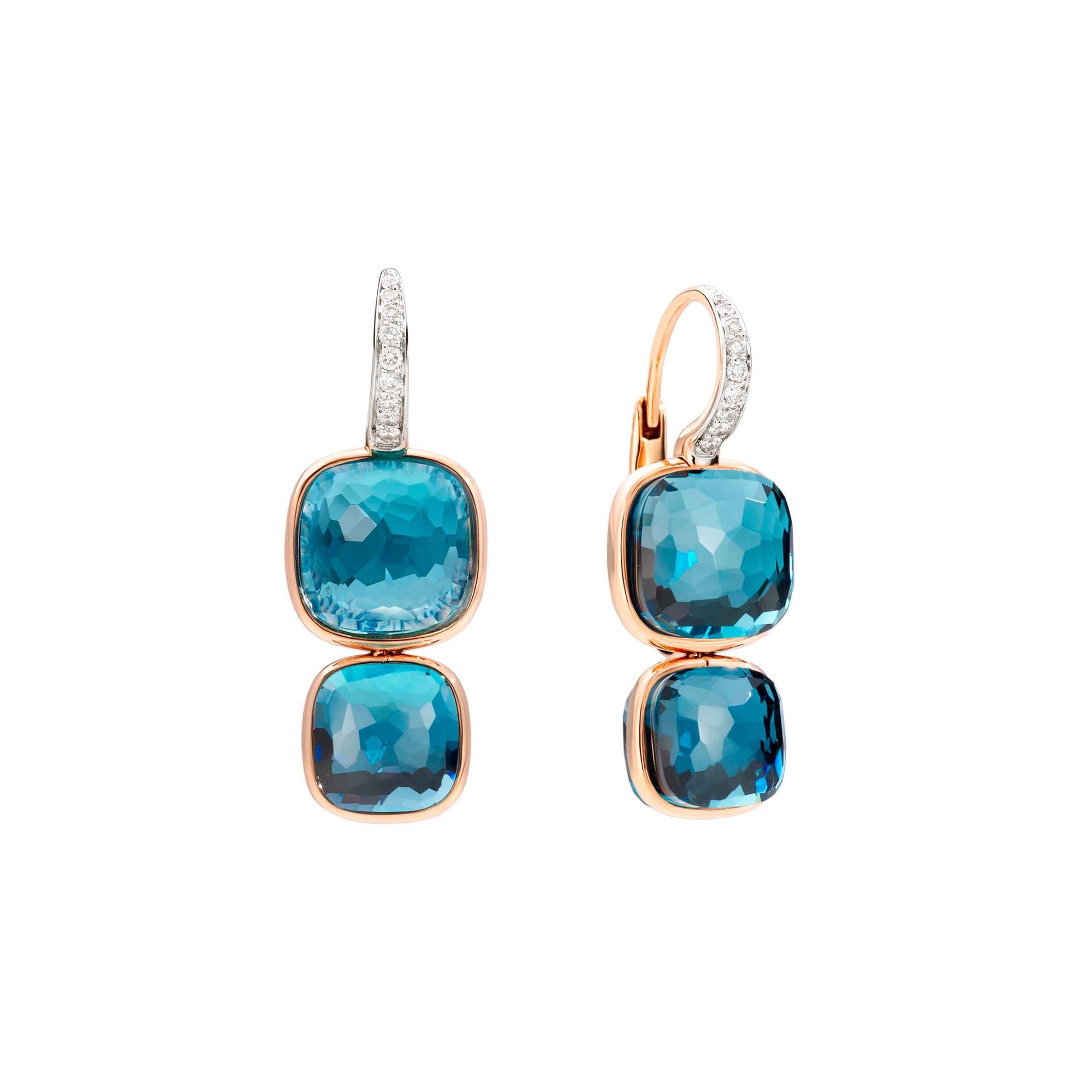 Pomellato Nudo Ohrhänger (POC2025O7WHRDB0TL) aus Roségold mit Diamant und Topas