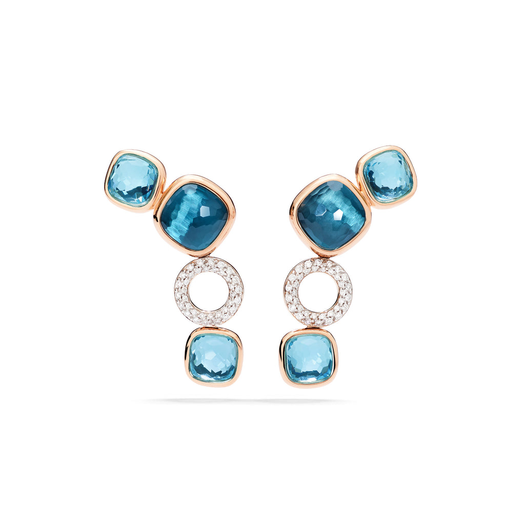 Pomellato Nudo Ohrhänger (POC6021O6WHRBYYTL) aus Bicolor-Gold mit Diamant und Topas