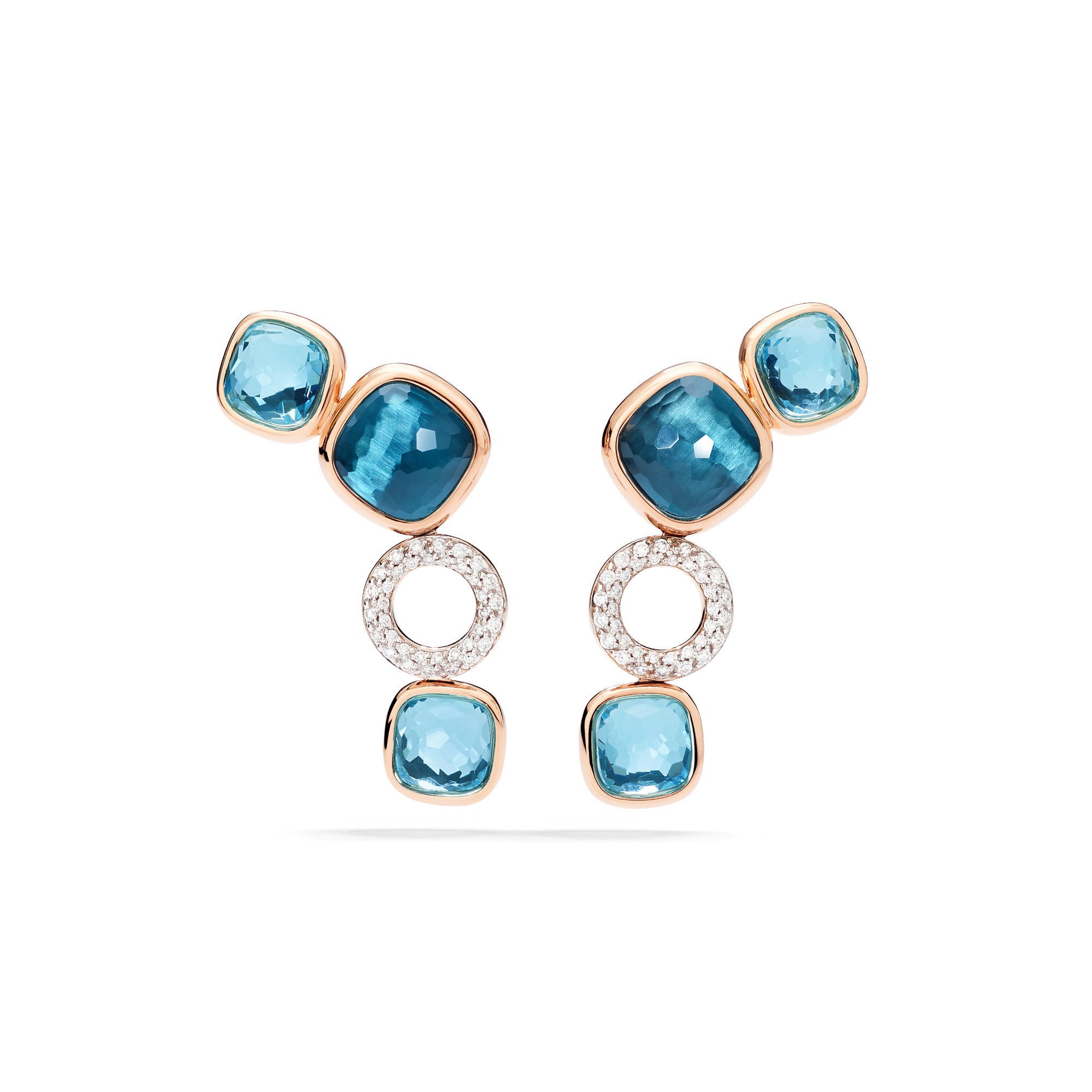 Pomellato Nudo Ohrhänger (POC6021O6WHRBYYTL) aus Bicolor-Gold mit Diamant und Topas