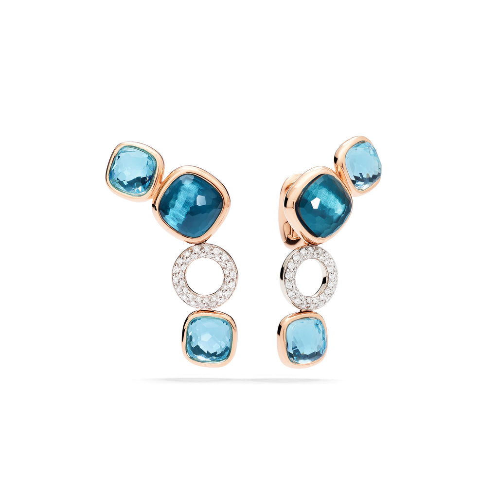Pomellato Nudo Ohrhänger (POC6021O6WHRBYYTL) aus Bicolor-Gold mit Diamant und Topas
