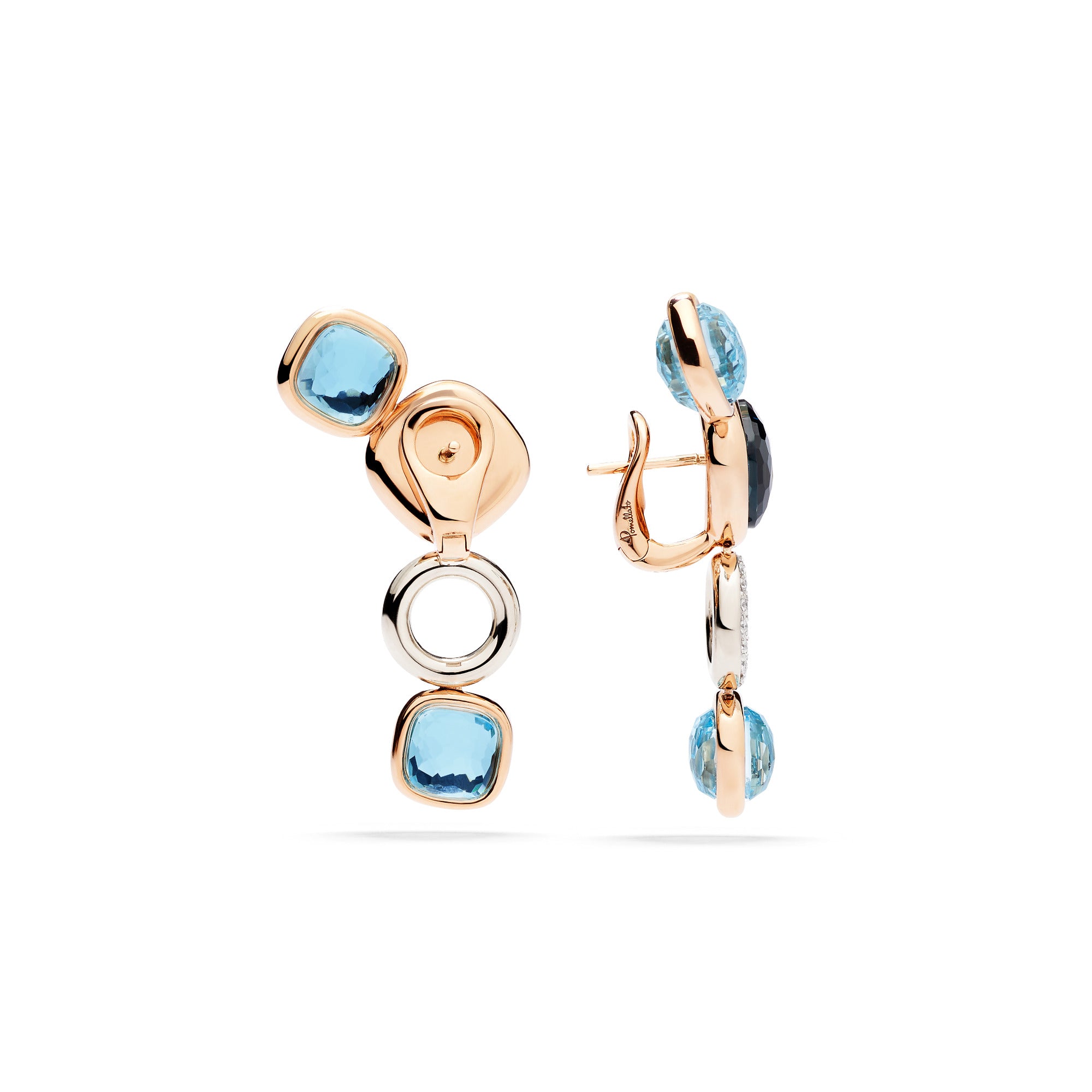 Pomellato Nudo Ohrhänger (POC6021O6WHRBYYTL) aus Bicolor-Gold mit Diamant und Topas