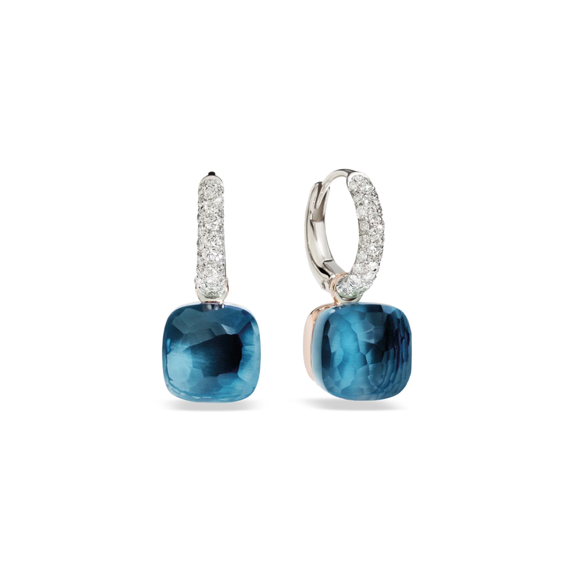 Pomellato Nudo Ohrringe (POB4010O6000DB0TL) aus Bicolor-Gold mit Diamant und Topas