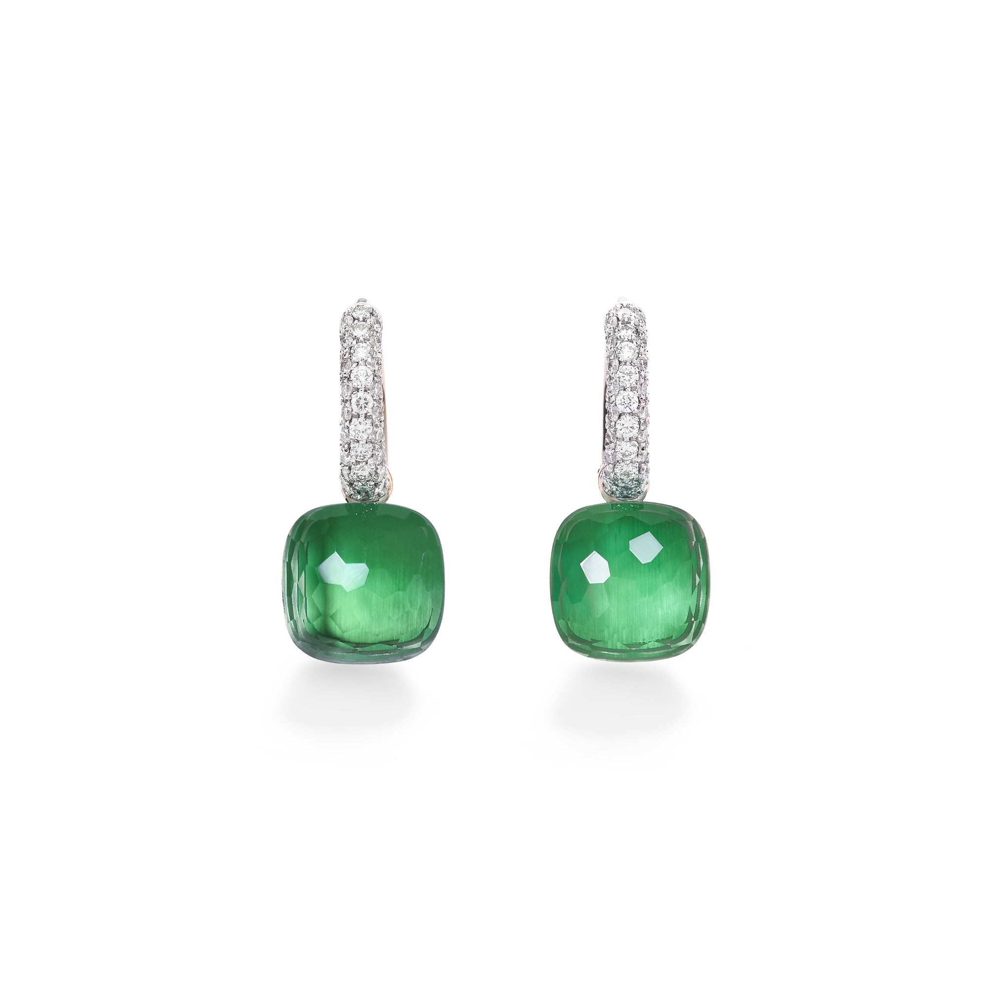 Pomellato Nudo Ohrringe (POB4010O6WHRBPAAV) aus Bicolor-Gold mit Achat, Diamant und Prasiolith