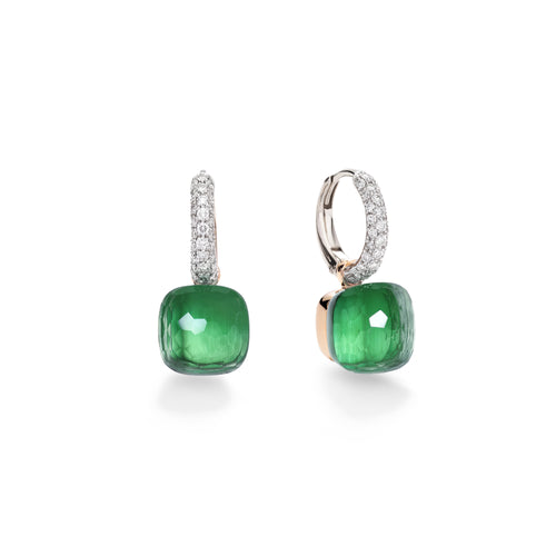 Pomellato Nudo Ohrringe (POB4010O6WHRBPAAV) aus Bicolor-Gold mit Achat, Diamant und Prasiolith