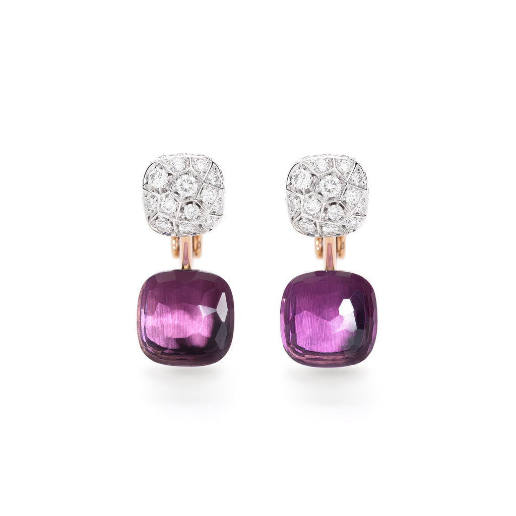 Pomellato Nudo Ohrringe (POC4020O6WHRDB0IY) aus Bicolor-Gold mit Amethyst und Diamant